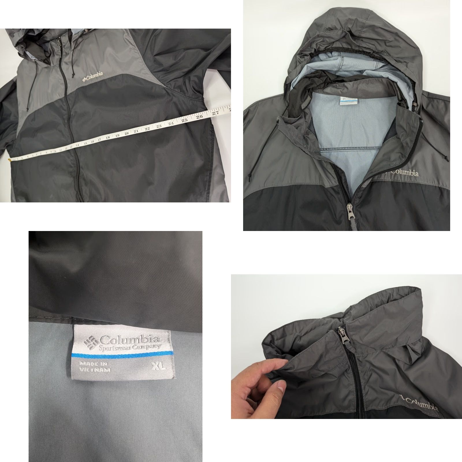 Vintage Columbia Glennaker Lake Rain Zip Jacket XL Hood Windbreaker Mens Jacket Grey Black 1442361 Size US XL / EU 56 / 4 - 8 Thumbnail