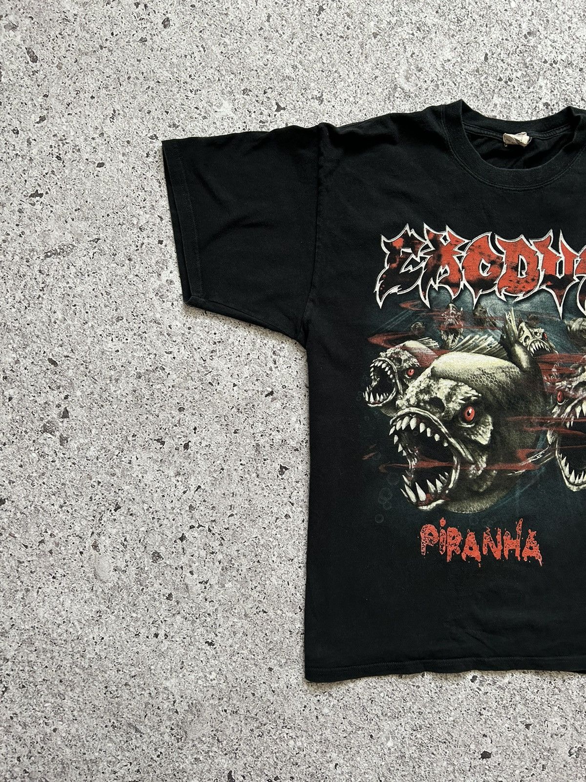 Band Tees × Exodus Exodus Piranha 2000’s rock band black T-shirt Size US XL / EU 56 / 4 - 3 Thumbnail