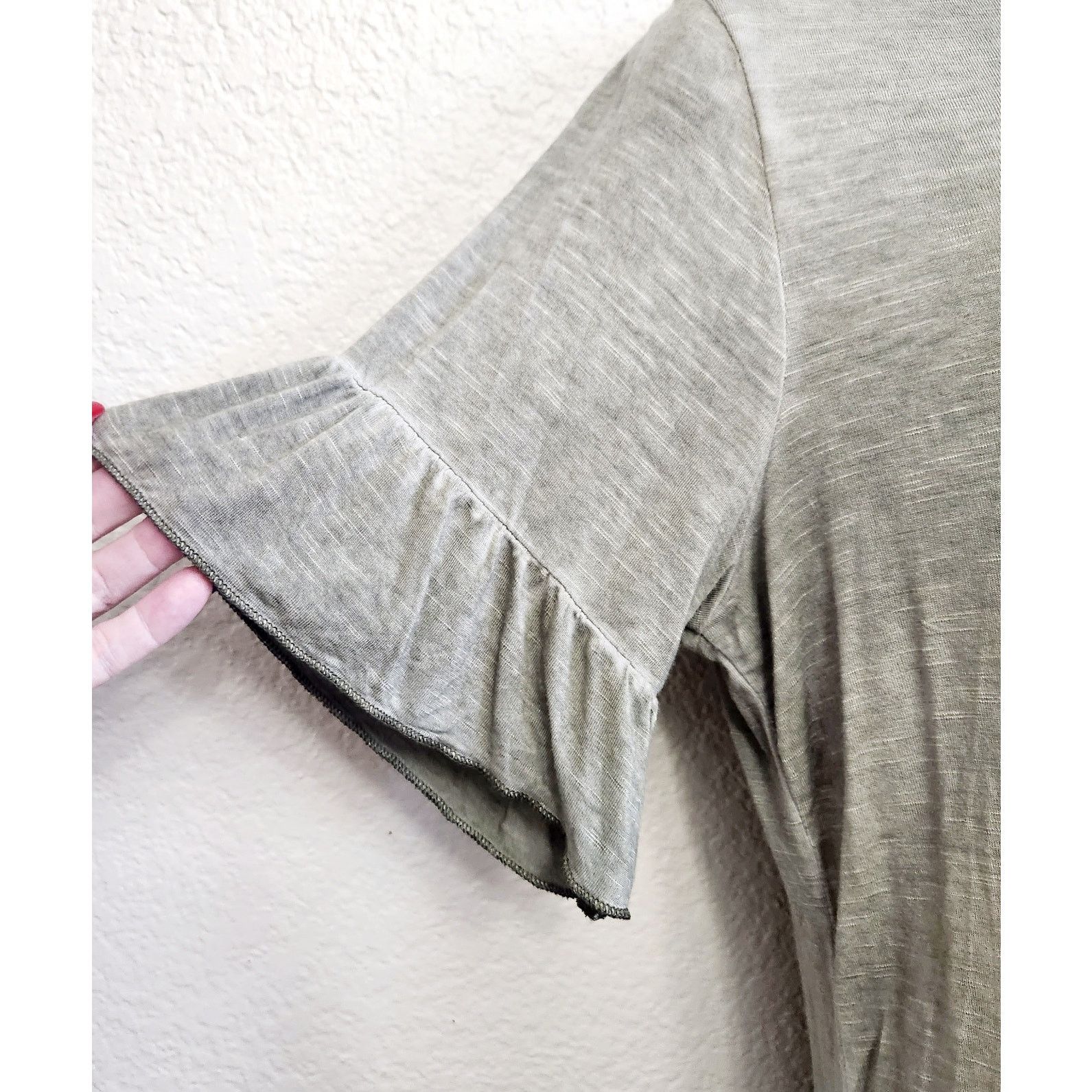 Other Knox Rose Green Heathered Ruffled Short Sleeves Top Medium Size M / US 6-8 / IT 42-44 - 2 Thumbnail