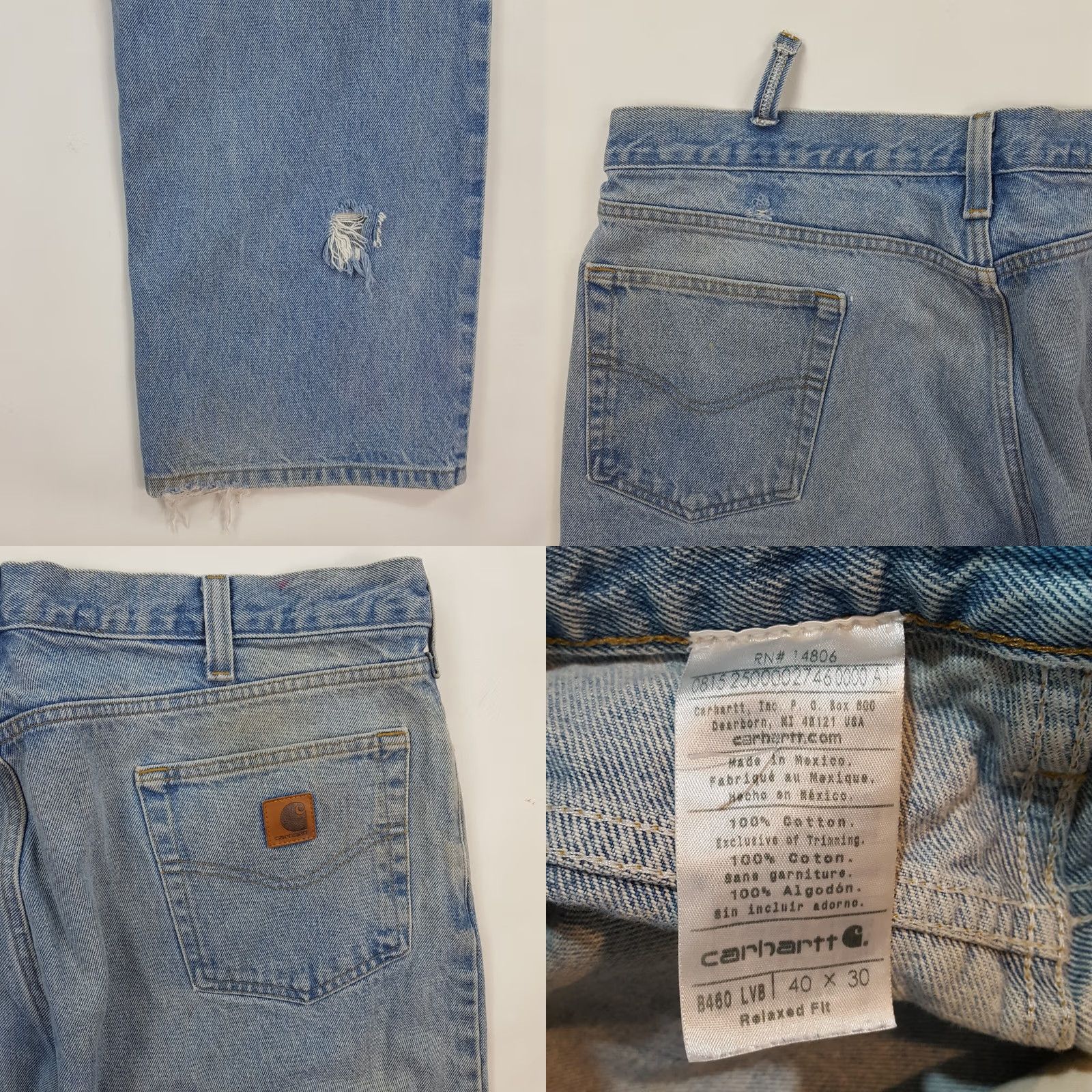 Carhartt Carhartt jeans Denim Work 40x30 Distressed Relaxed Vintage Blue 90s Grunge Retro Mens Jeans Size US 40 / EU 56 - 8 Thumbnail