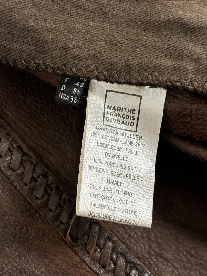 Marithe + Francois Girbaud SS2003 Marithé + François Girbaud Brown Leather Plissed Blazer Jacket Size US XL / EU 56 / 4 - 13 Thumbnail