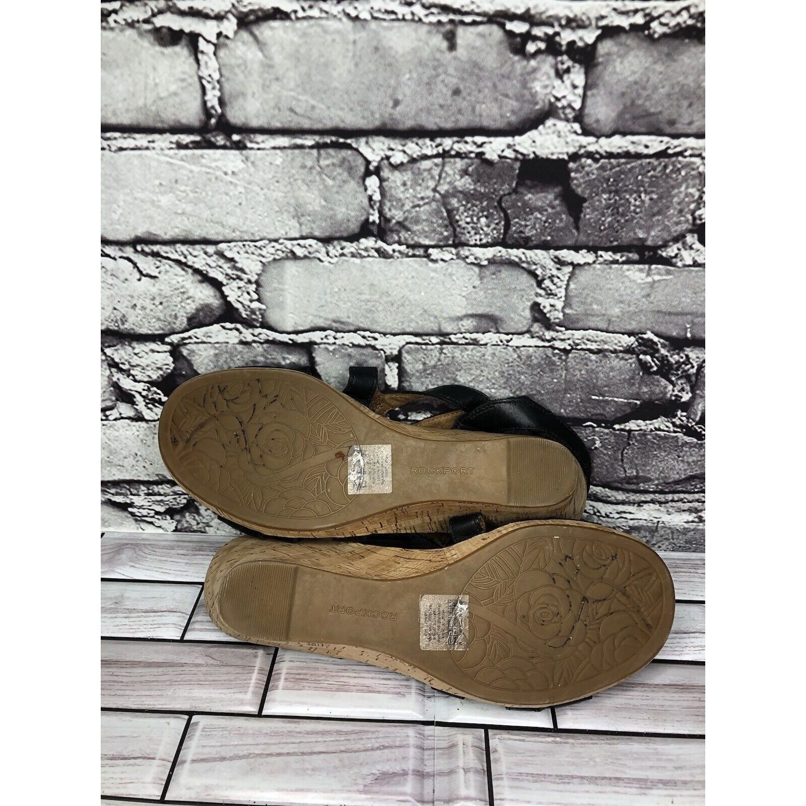 Rockport Rockport Black Leather Casual Cork Wedge Strappy Sandals Wom Size US 8.5 / IT 38.5 - 7 Thumbnail