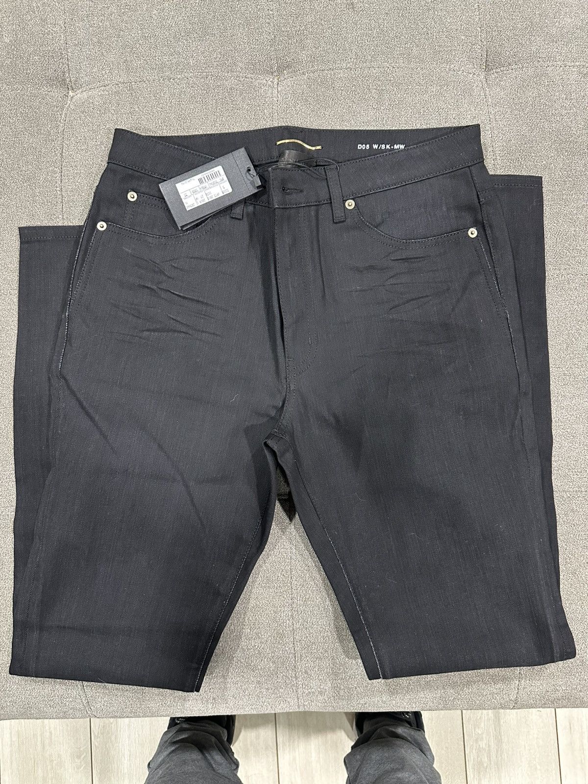 Saint Laurent Paris × Yves Saint Laurent Brand New Saint Laurent Black Coated Jeans Size 33" - 3 Thumbnail