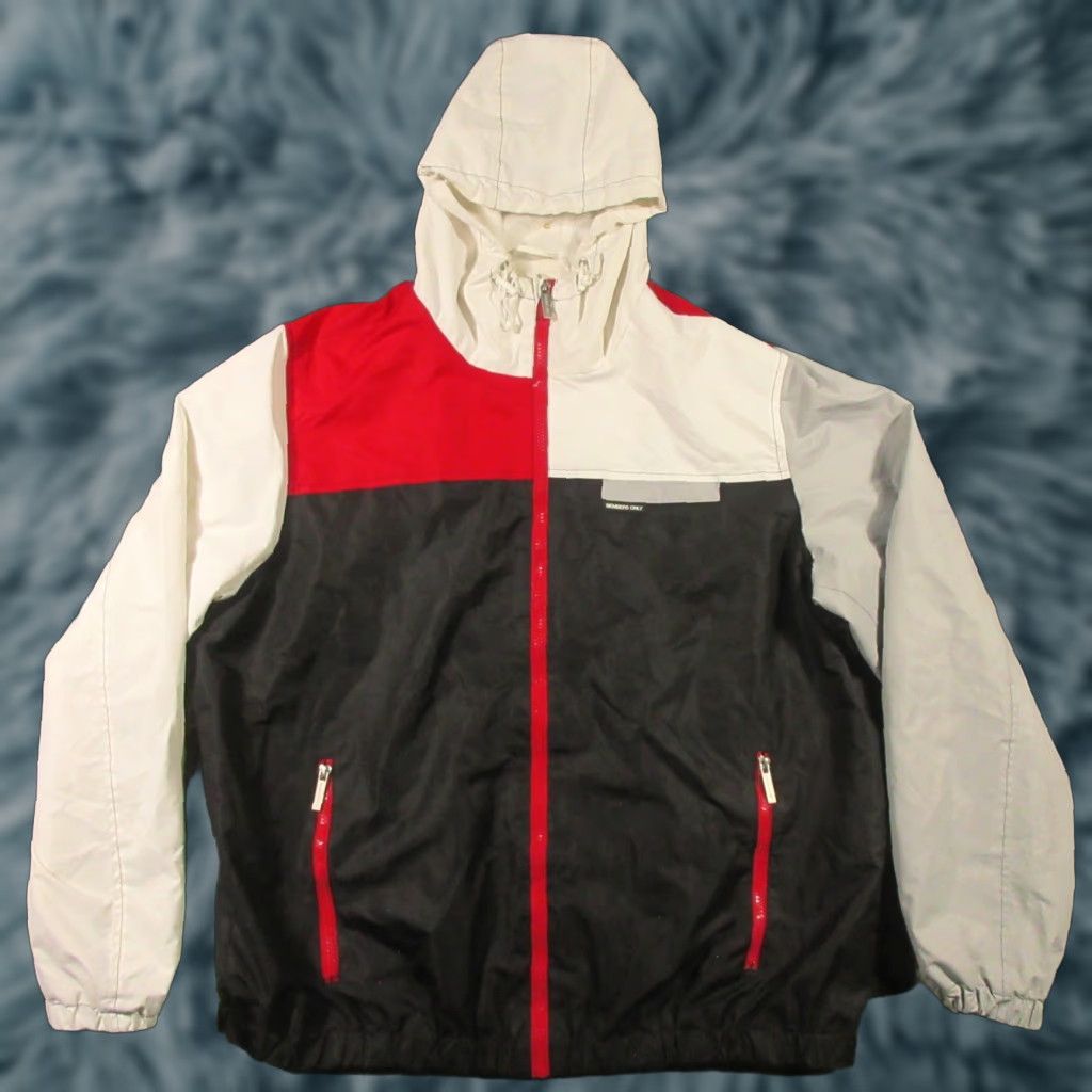 Members Only Members Only Windbreaker Full Zip Jacket Men XL White Black Colorblock Hooded Jacket Size US XL / EU 56 / 4 - 1 Thumbnail
