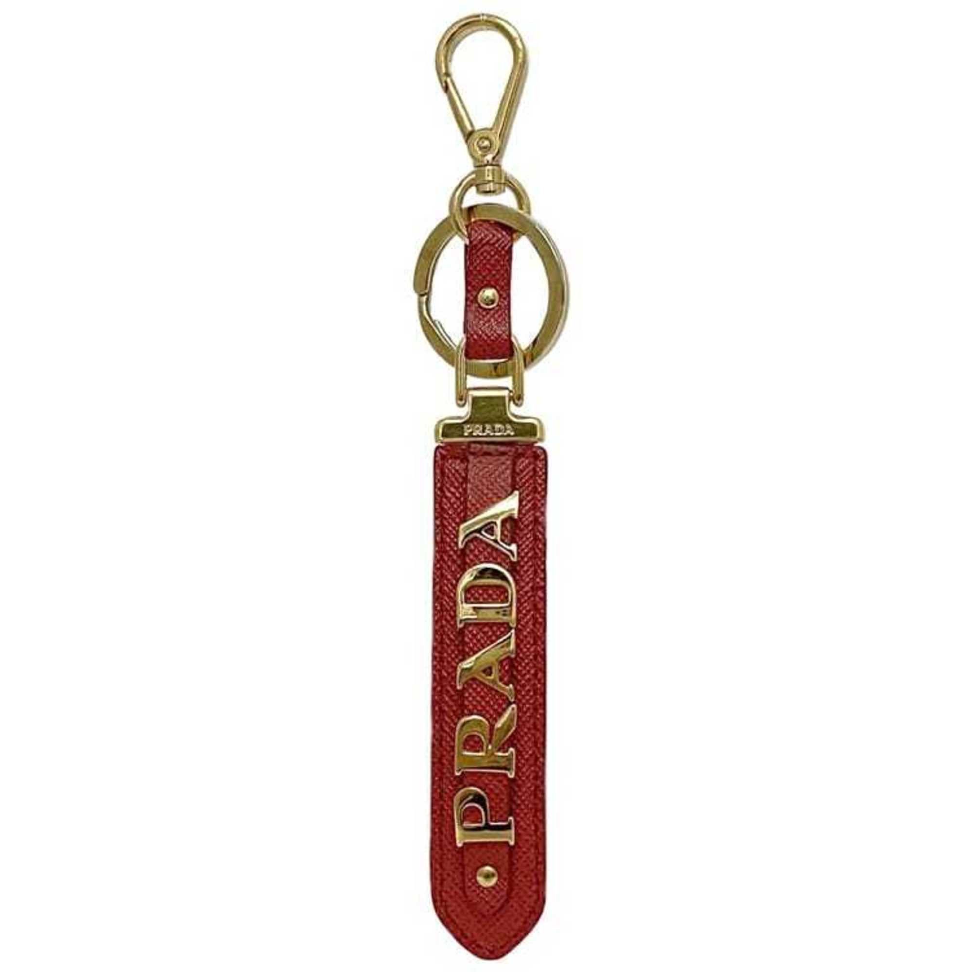 Prada Prada Key Ring Red Saffiano 1PP067 Leather GP PRADA Holder Bag Charm Women's Accessory Accent Presence Size ONE SIZE - 1 Thumbnail