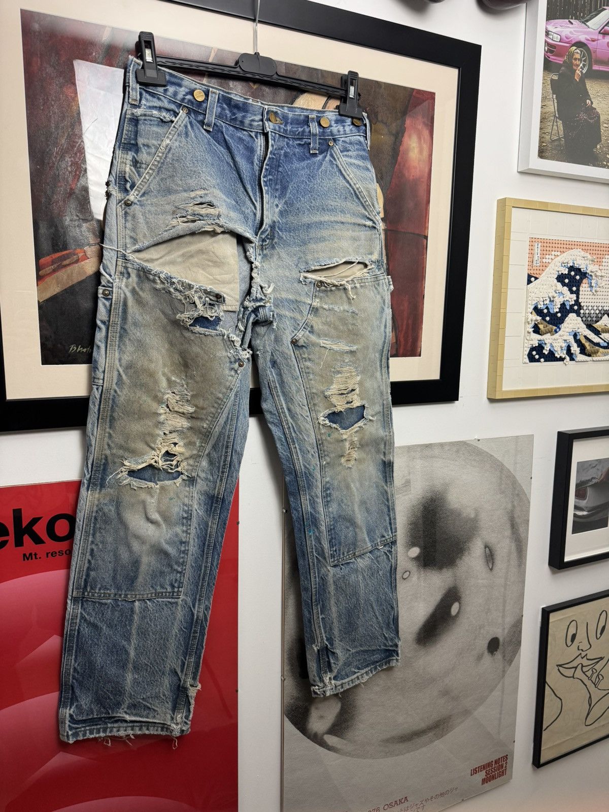 Carhartt Vintage 90s Faded Trashed Carhartt Double Knee Pant Workwear Size US 31 - 4 Thumbnail