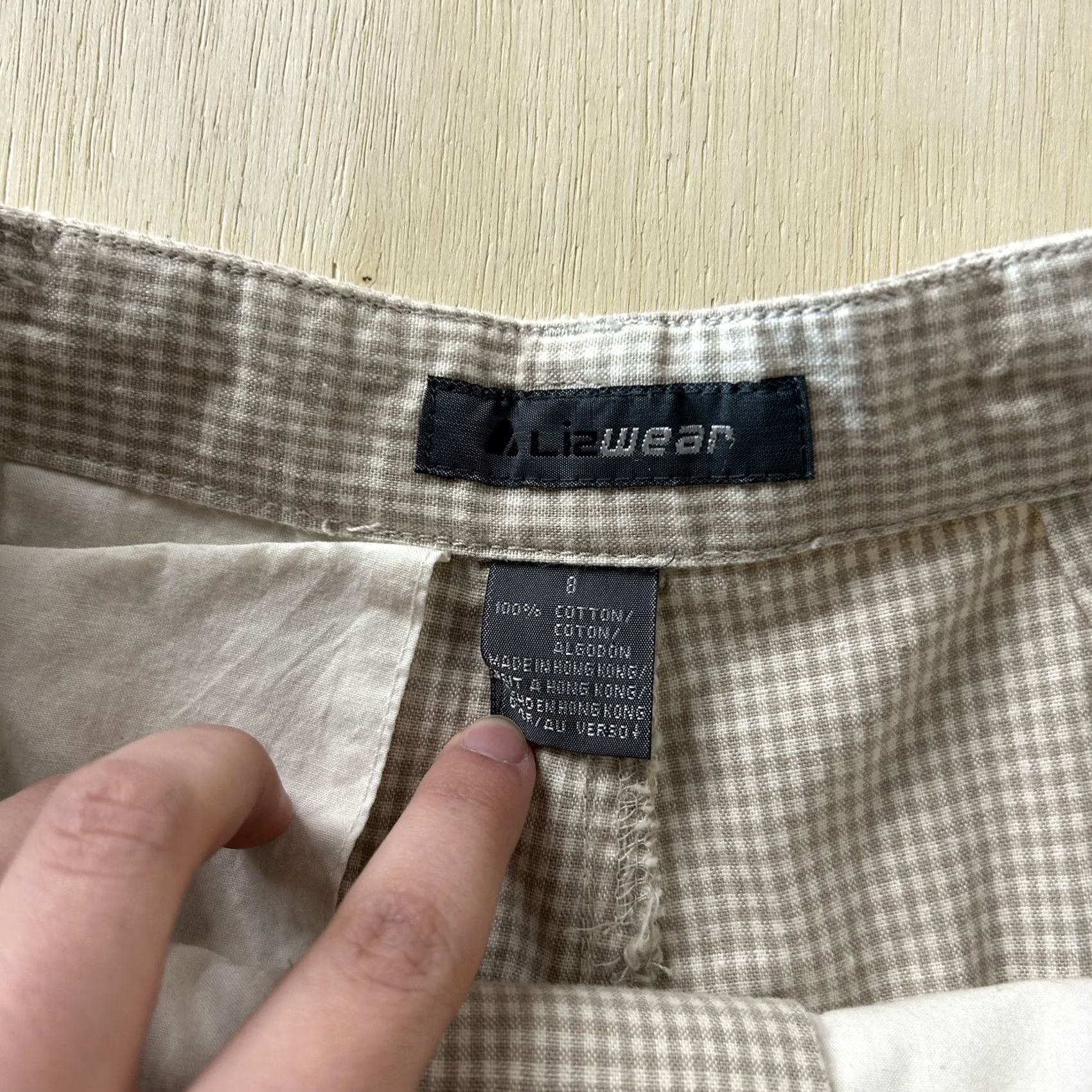 Vintage VINTAGE Lizwear Pants Womens 8 Beige Check Pleated Straight Leg Chino Twill Size 30" / US 8 / IT 44 - 2 Thumbnail