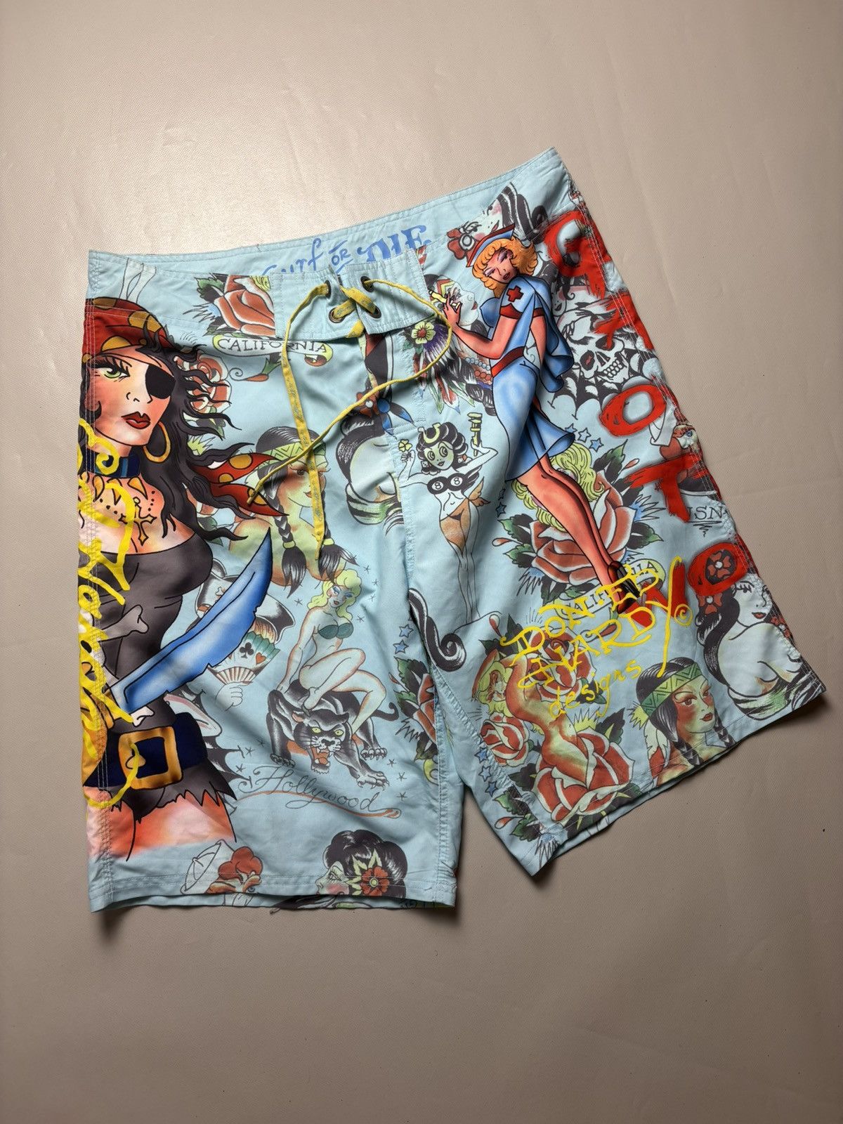 Ed Hardy Ed Hardy Vintage Y2k Monogram Shorts Size US 36 / EU 52 - 1 Thumbnail