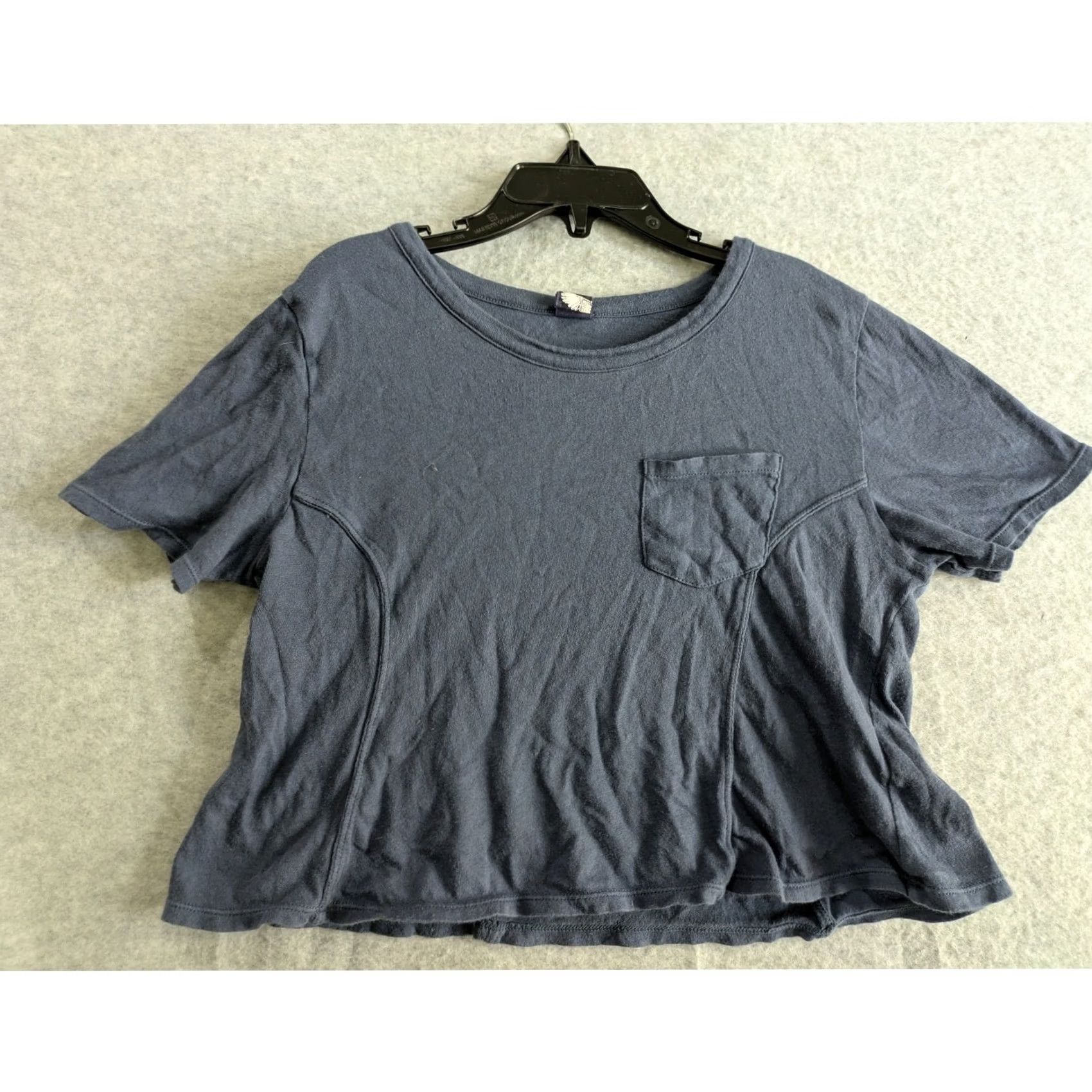 Free People Free People Blouse Womens XS Crew Neck Short Sleeve Front Pocket Oversized Gray Size XS / US 0-2 / IT 36-38 - 2 Thumbnail