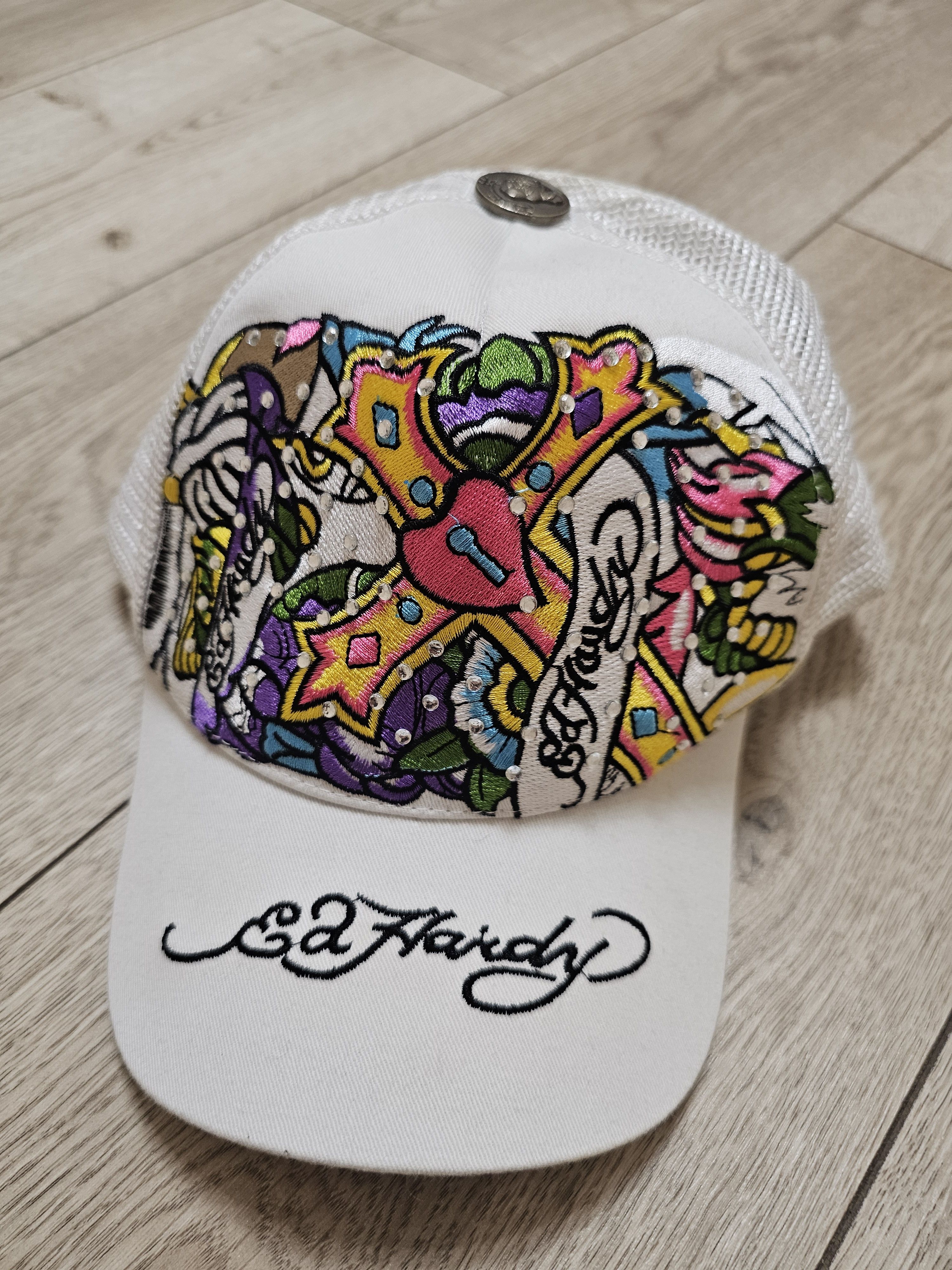 Ed Hardy × Streetwear ED HARDY CAP Y2K HAT WHITE HAT VINTAGE 