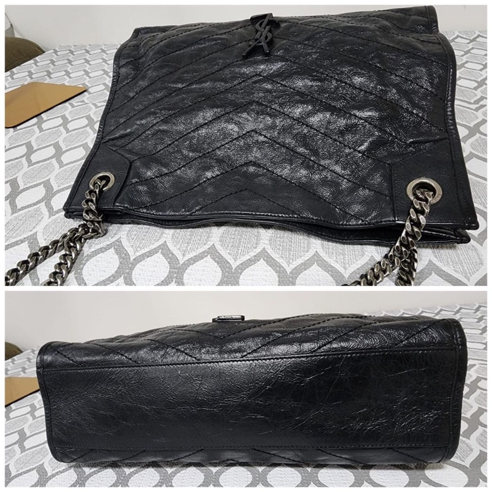 Saint Laurent Paris St Laurent Crinkled Calfskin Matelasse Monogram Large Niki S Size ONE SIZE - 4 Thumbnail