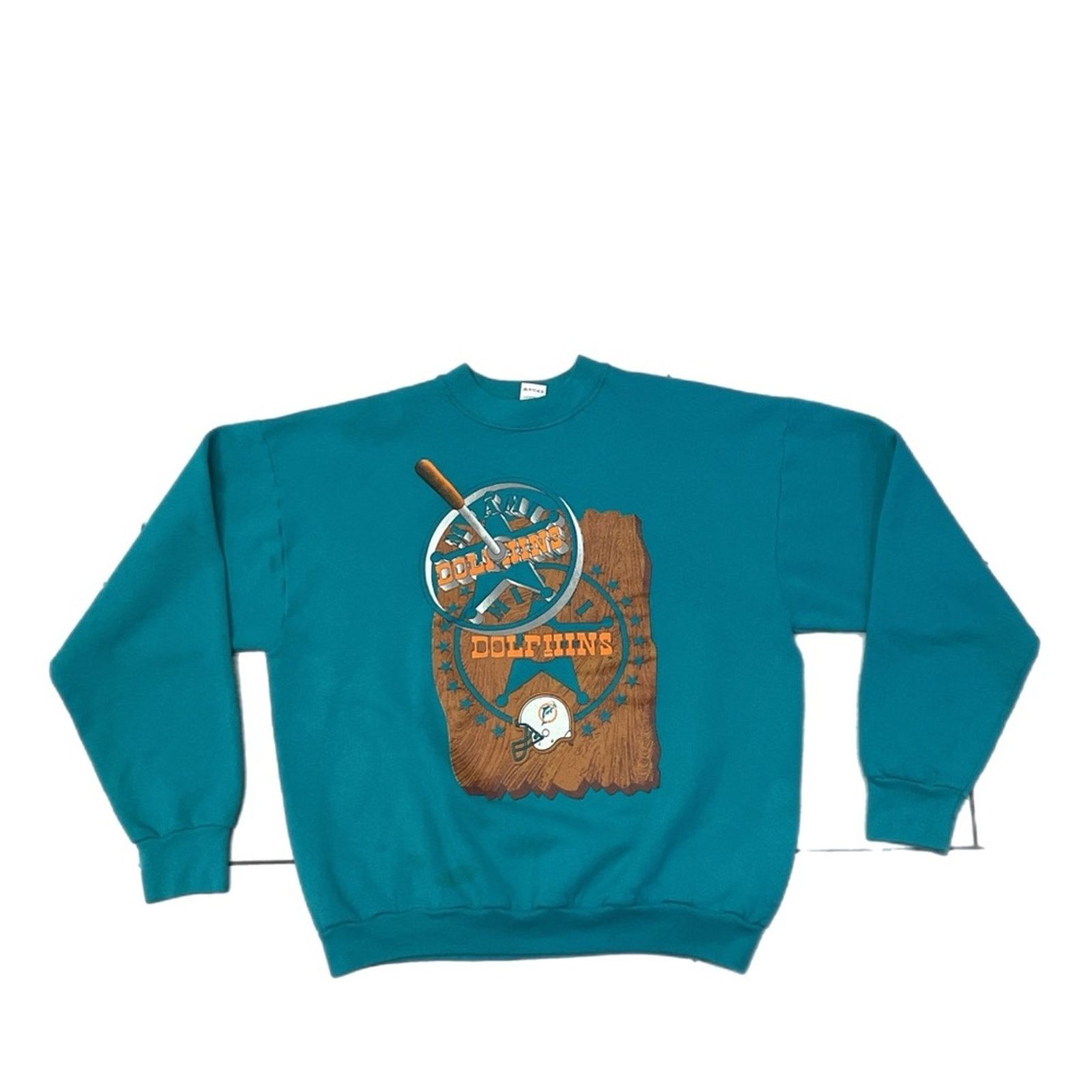Fruit Of The Loom Vintage 90s Miami Dolphins Fruit of the Loom Blue Sweatshirt Size US XL / EU 56 / 4 - 1 Thumbnail