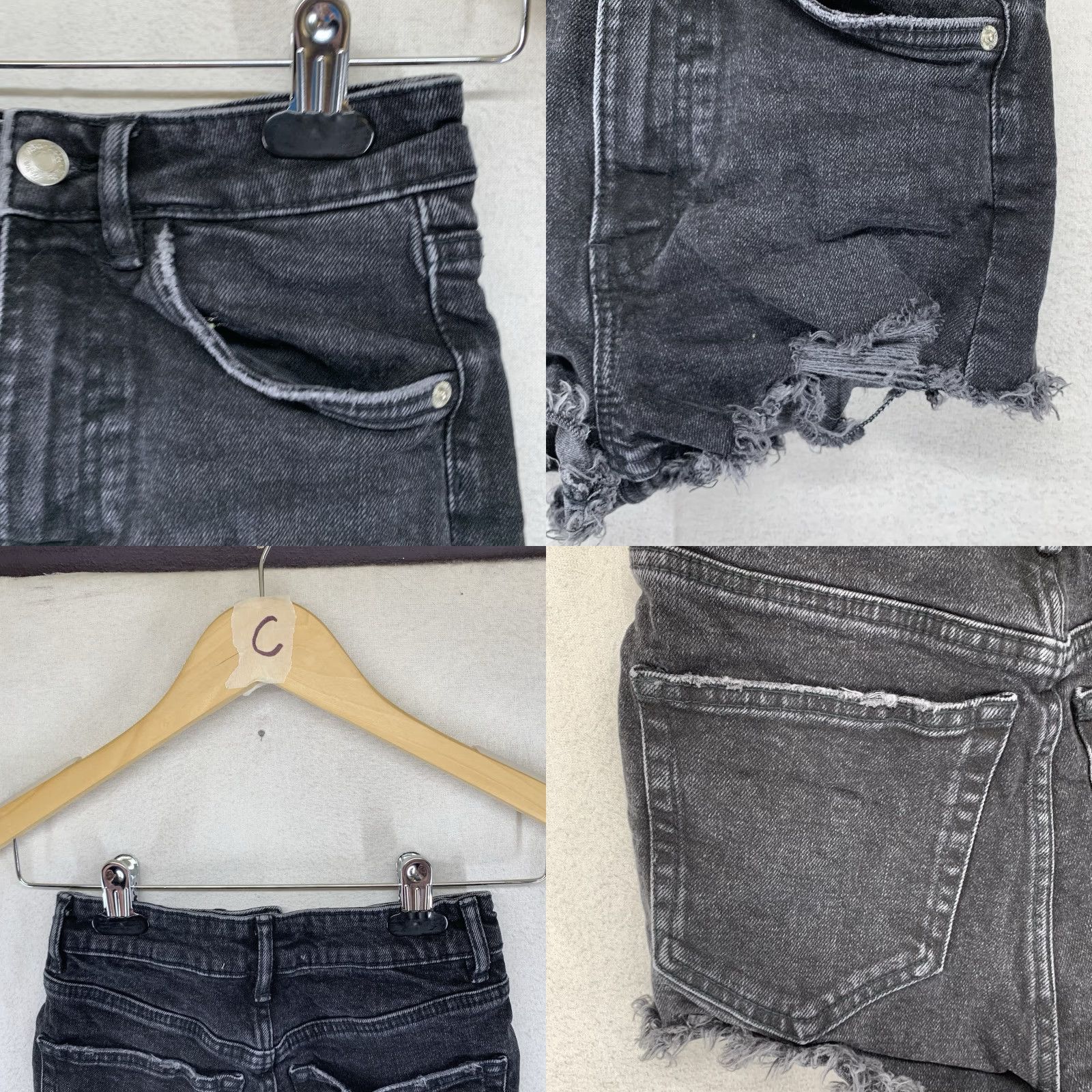 Zara VINTAGE Zara Women's Jean Shorts Sz 0 High-Rise Cut-Off Denim Casual Festival Cowgirl Black Size 25" / US 0 / IT 36 - 8 Thumbnail
