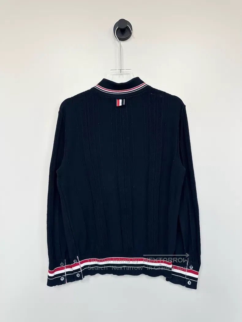 Thom Browne Thom Browne Dark blue Polo collar knit cardigan Size US M / EU 48-50 / 2 - 2 Thumbnail