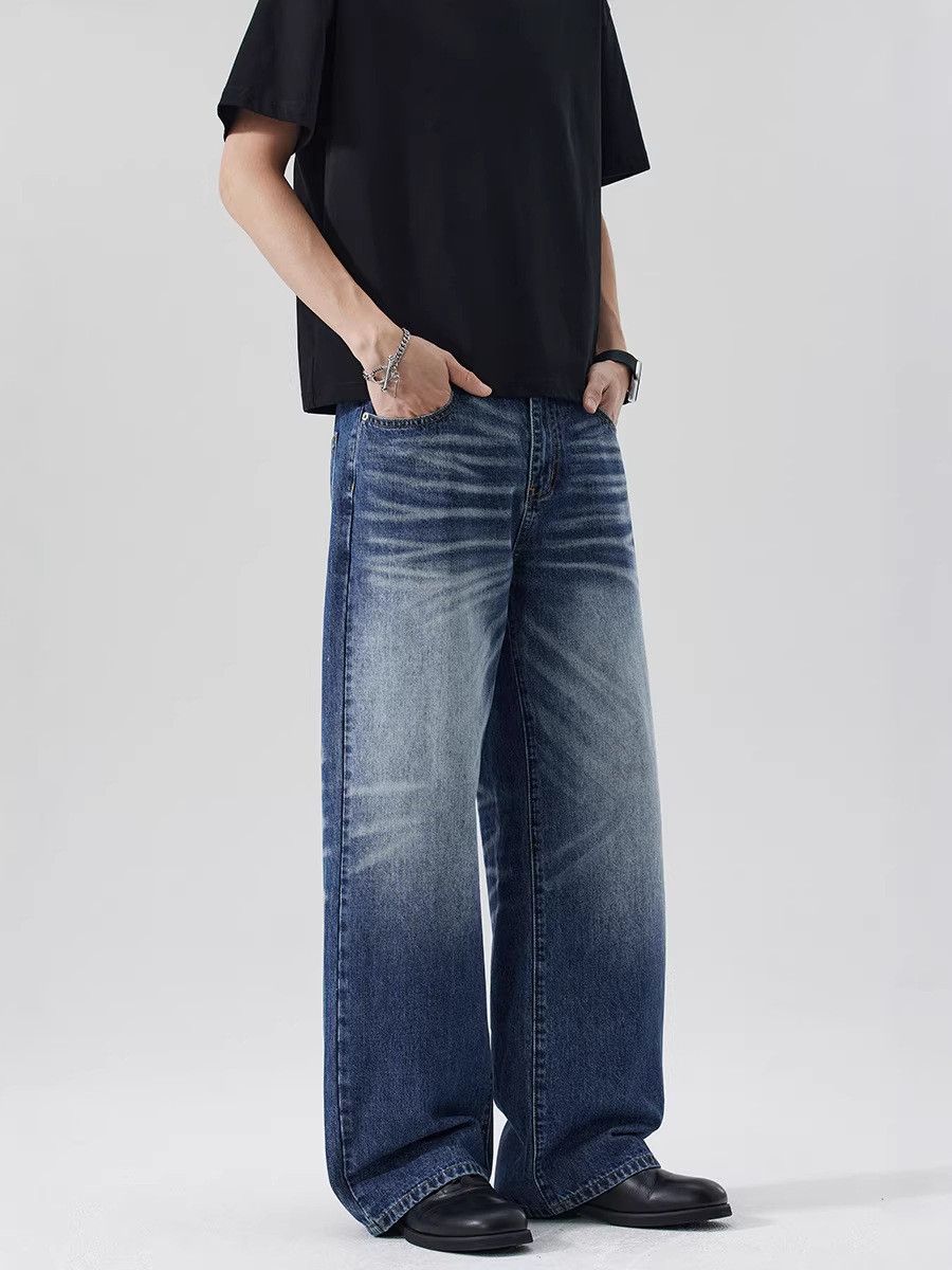 Japanese Brand Washed whiskered straight leg jeans for men Size US 32 / EU 48 - 4 Thumbnail