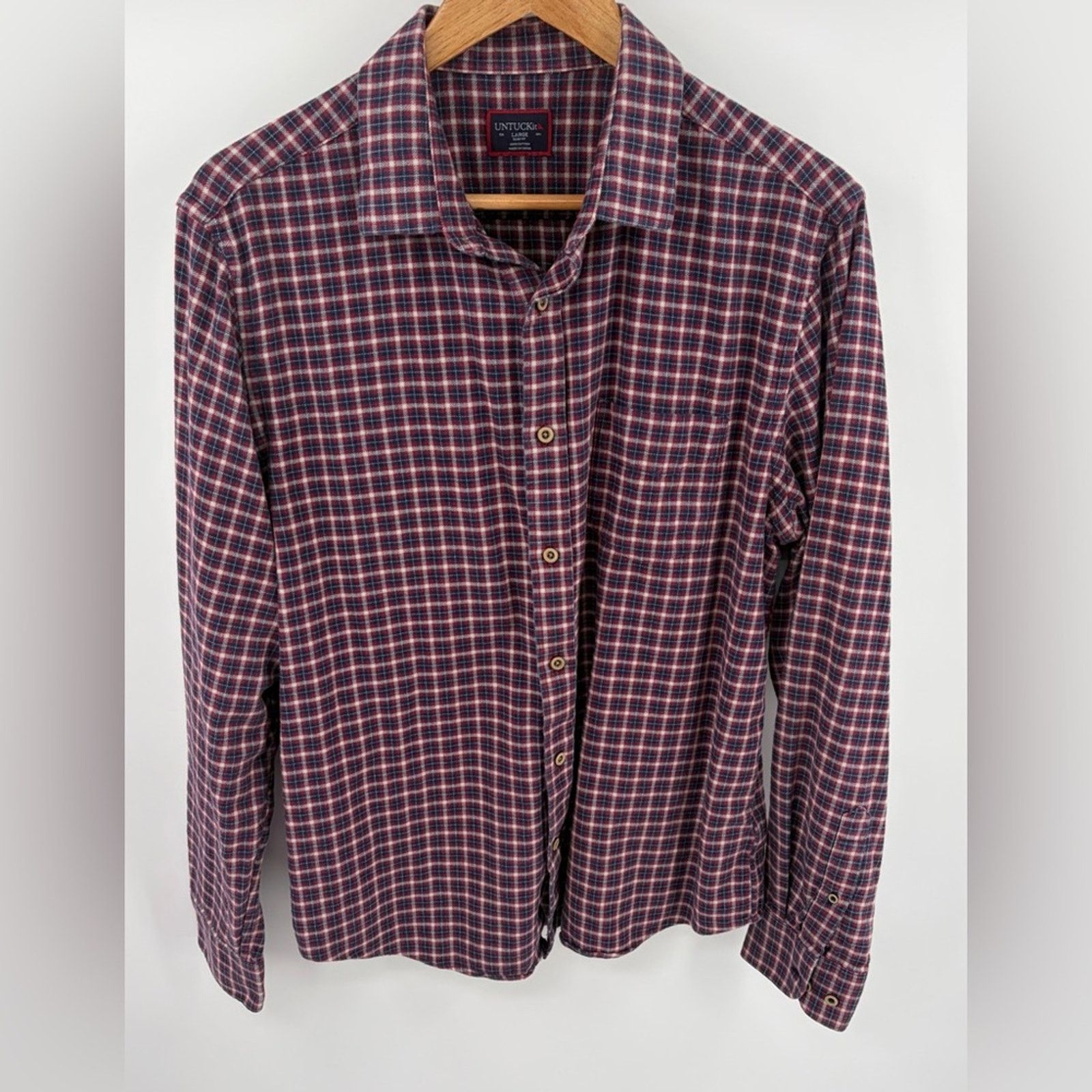 UNTUCKit Untuckit Tesoro slim fit plaid cotton flannel button up Size US L / EU 52-54 / 3 - 1 Thumbnail