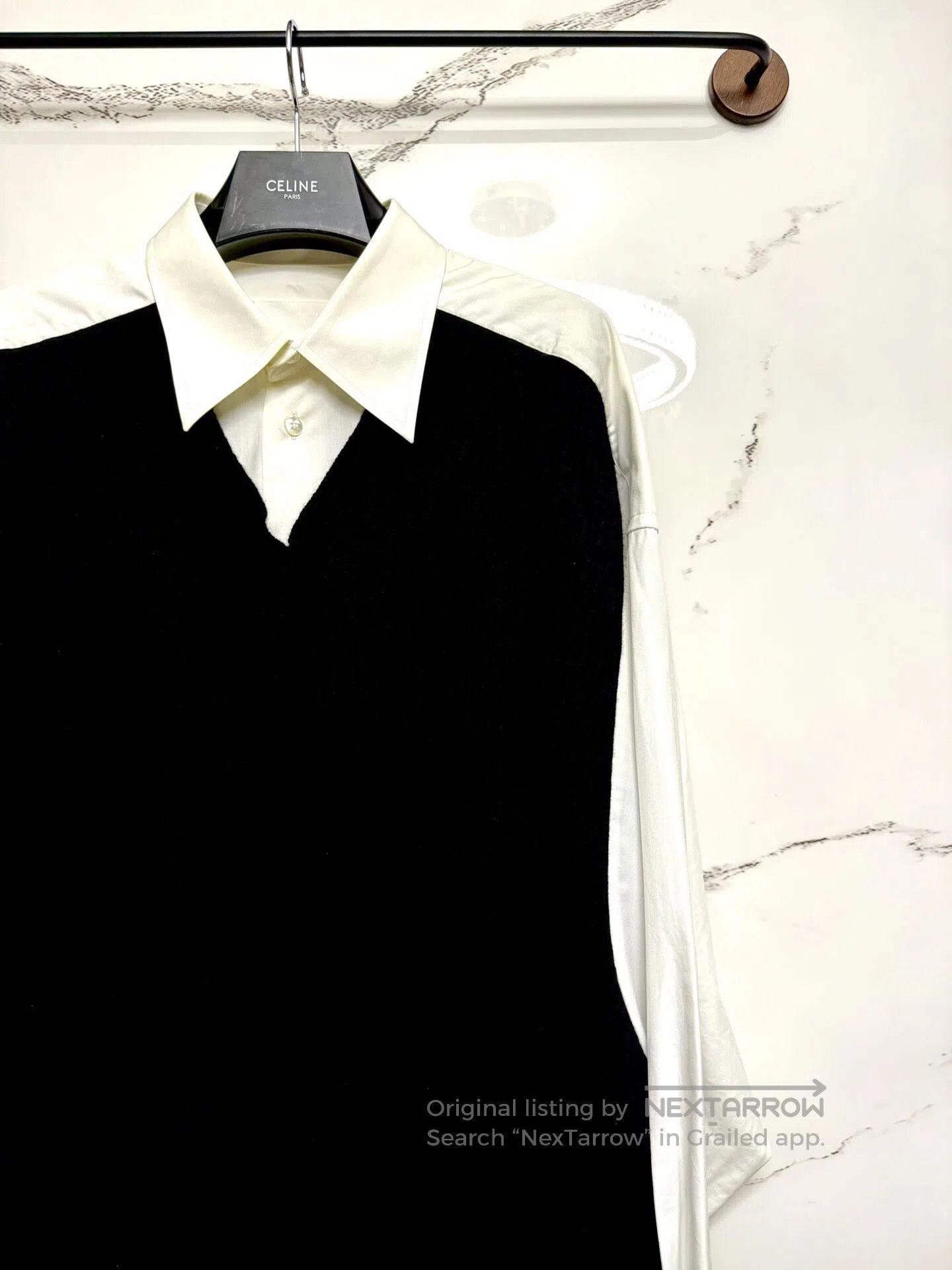 Maison Margiela Maison Margiela Black and White Faux Two-Piece Shirt Sweat Size US S / EU 44-46 / 1 - 2 Thumbnail