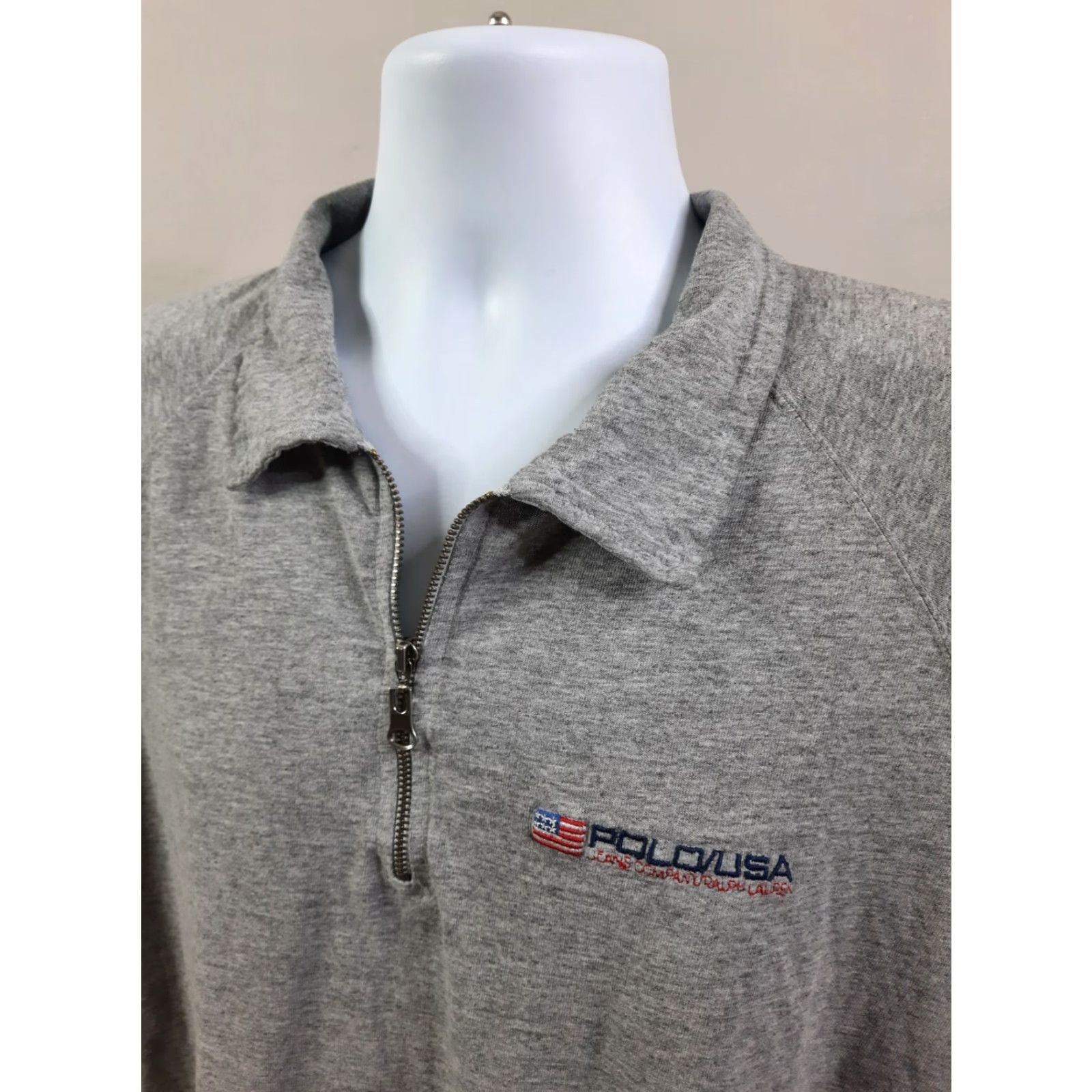 Vintage VINTAGE Polo Jeans Ralph Lauren Co. Men’s XL Polo T Shirt USA Flag 1/4 Zip S2S Size US XL / EU 56 / 4 - 3 Thumbnail