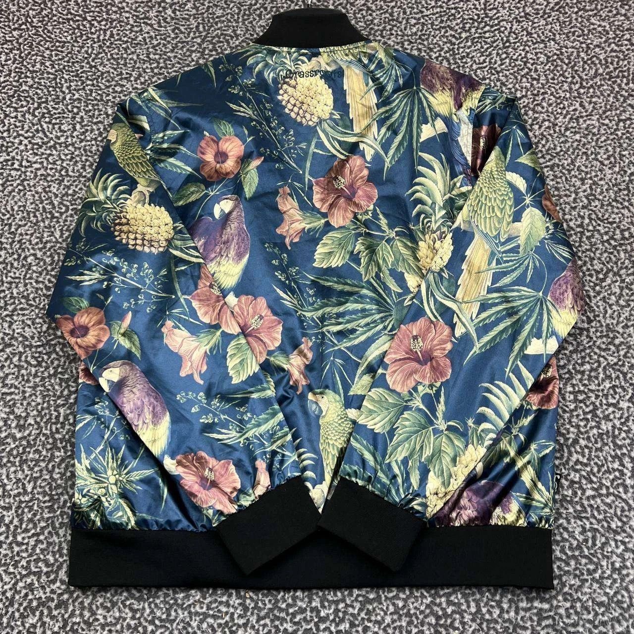 Grassroots California Greg Lutzka Bomber Jacket Men XL Floral Full Zip Long Sleeve Size US XL / EU 56 / 4 - 2 Thumbnail