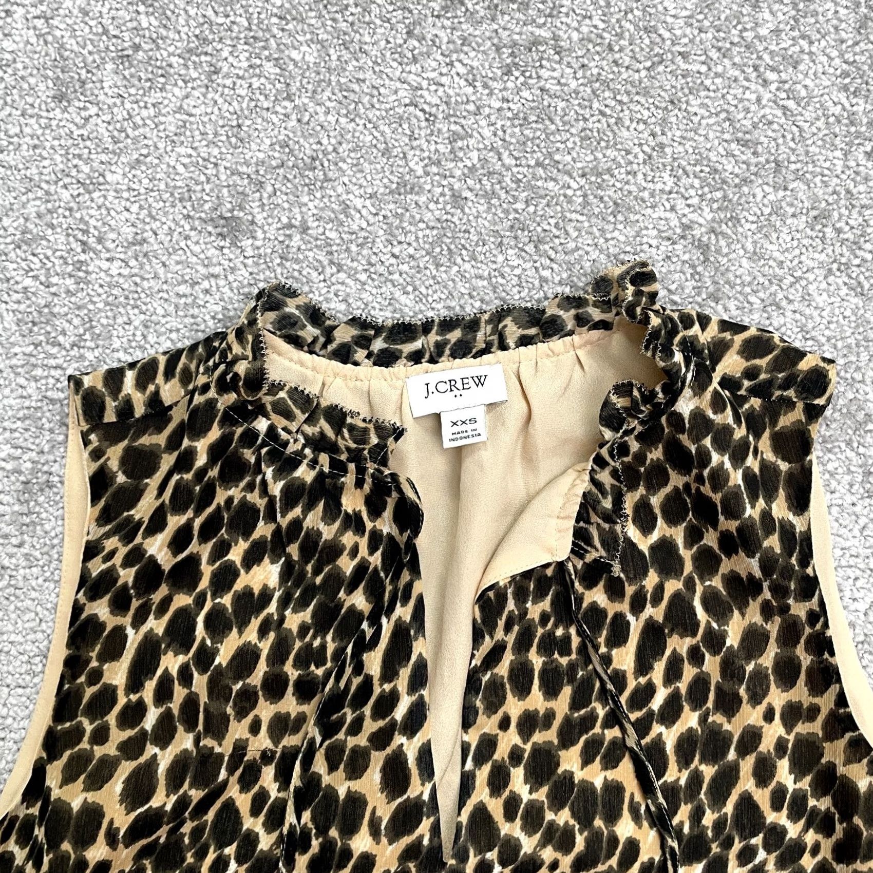 J.Crew J.Crew Leopard Tank Blouse Womens XS Brown Black Animal Print Sleeveless Casual Size XXS / US 00 / IT 34 - 3 Thumbnail