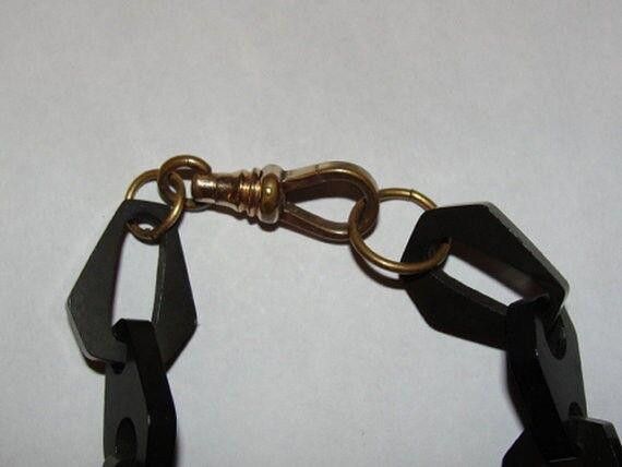 Handmade Flapper Vulcanite Chain Link Necklace Mourning Size ONE SIZE - 3 Thumbnail