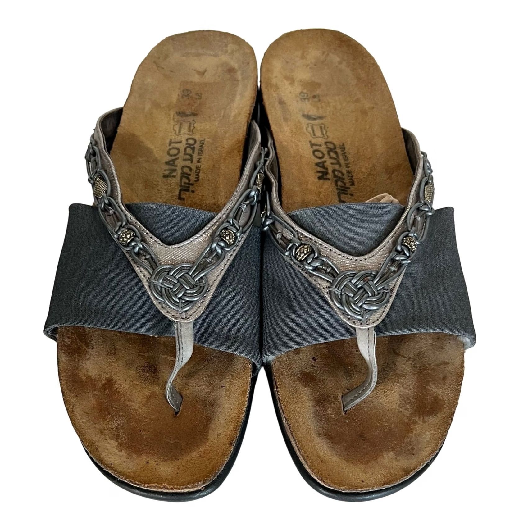 Vintage Naot Jennifer Sandal Gray Silver Leather Flip Flop Thong Flat Womens 39 US 8/8.5 Size US 8 / IT 38 - 4 Thumbnail
