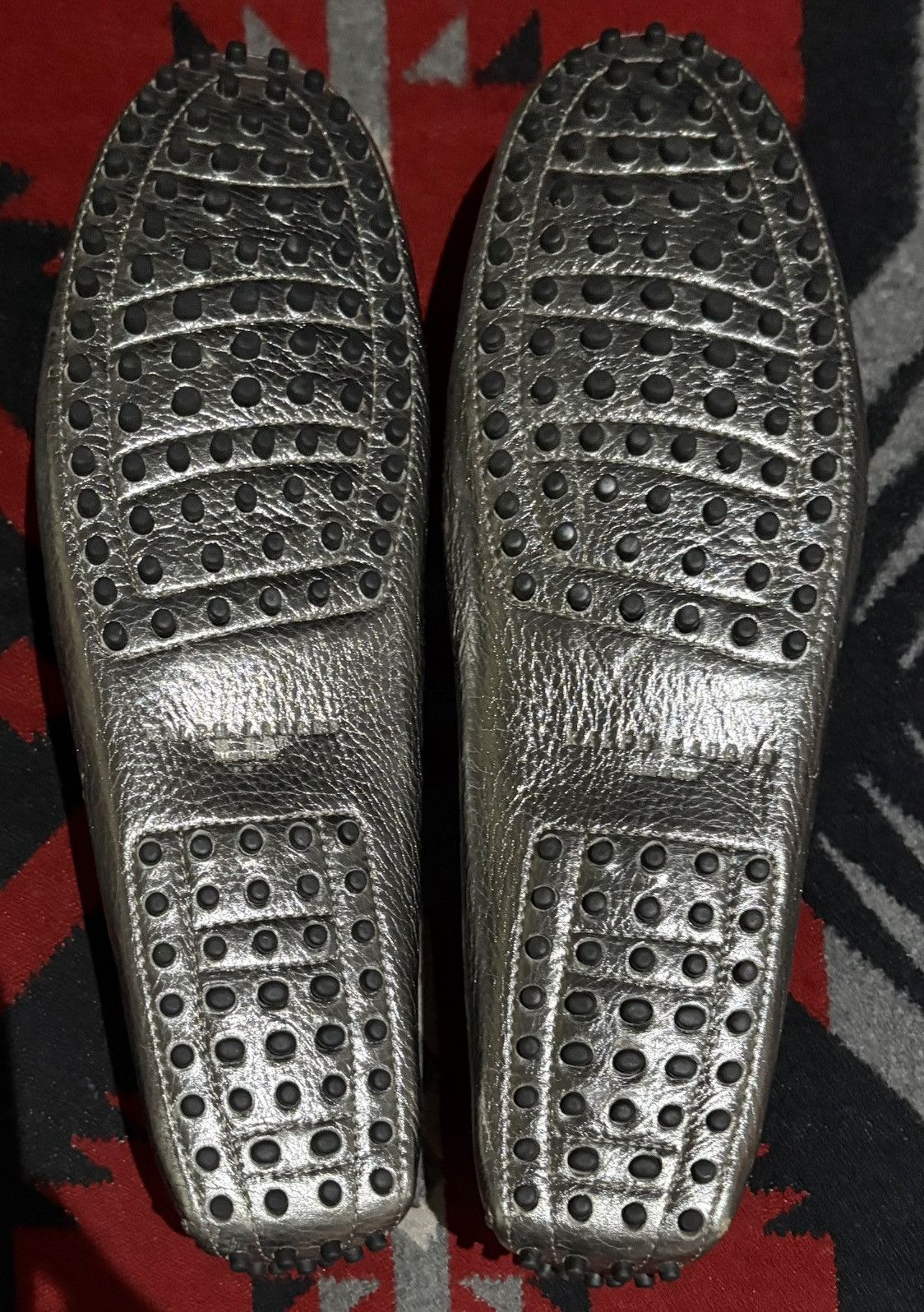 Ralph Lauren Silver Leather Driving Moccasins Size US 11 / EU 44 - 2 Thumbnail