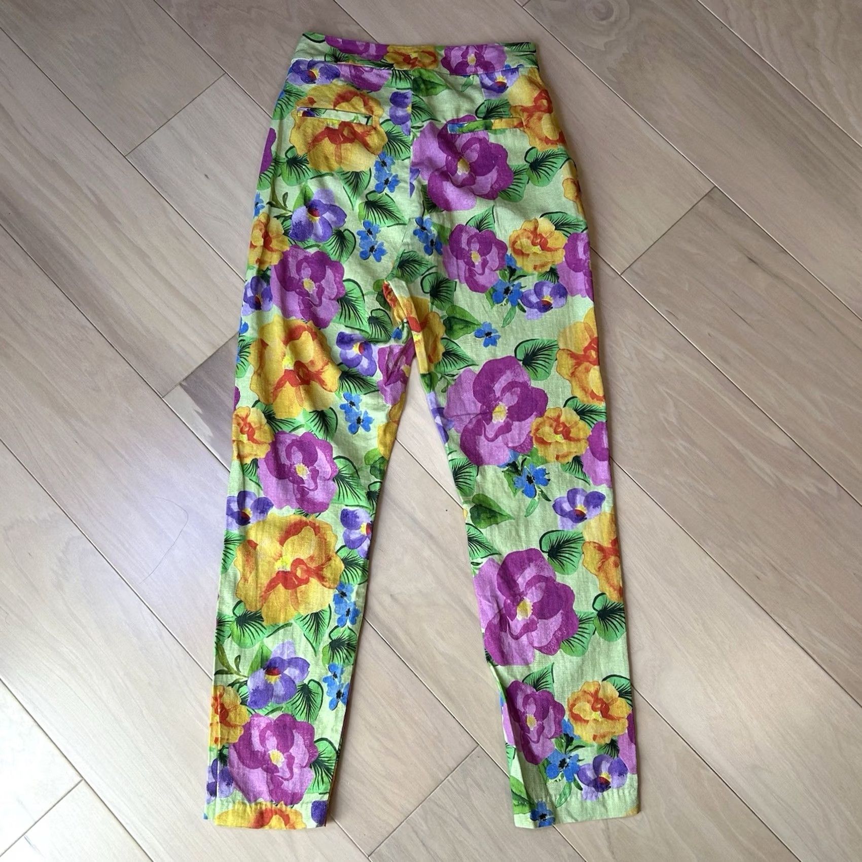 Farm Rio Farm Rio Pants Women's 26” Waist Linen Blend Floral Ankle Tapered Pockets Multicolor Size 36" / US 14 / IT 50 - 3 Thumbnail