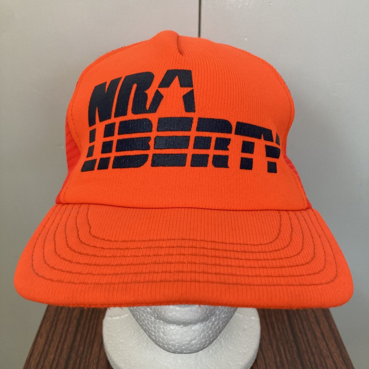 Vintage NRA LIBERTY SNAPBACK HAT CAP TRUCKER MESH NEON ORANGE HUNTER Size ONE SIZE - 3 Thumbnail
