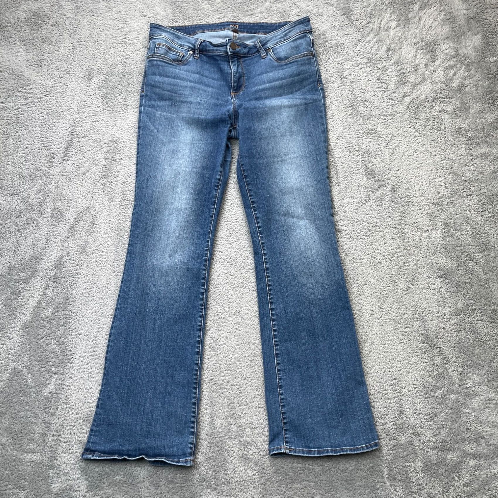 Vintage KUT from the Kloth Jeans Womens 12S Blue Bootcut Denim Logo Stretch Cotton Bootcut Jeans Women 12 Regular Inseam 31 in Navy Blue Logo 5-Pocket Size 34" / US 12 / IT 48 - 2 Thumbnail