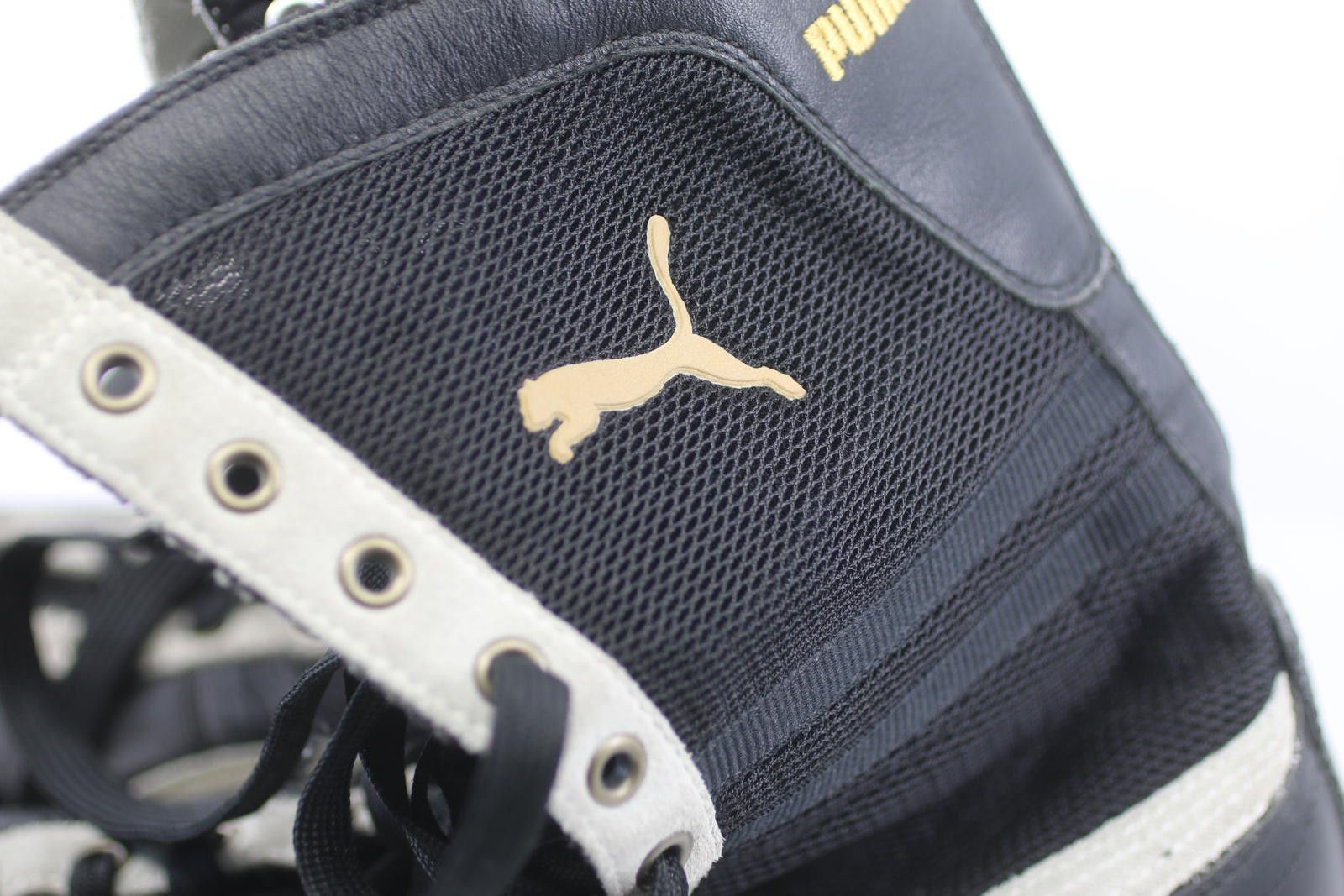 Puma PUMA High Top Boxing Shoes Black White Gold Sole Size 10.5 Size US 11.5 / EU 44-45 - 4 Thumbnail