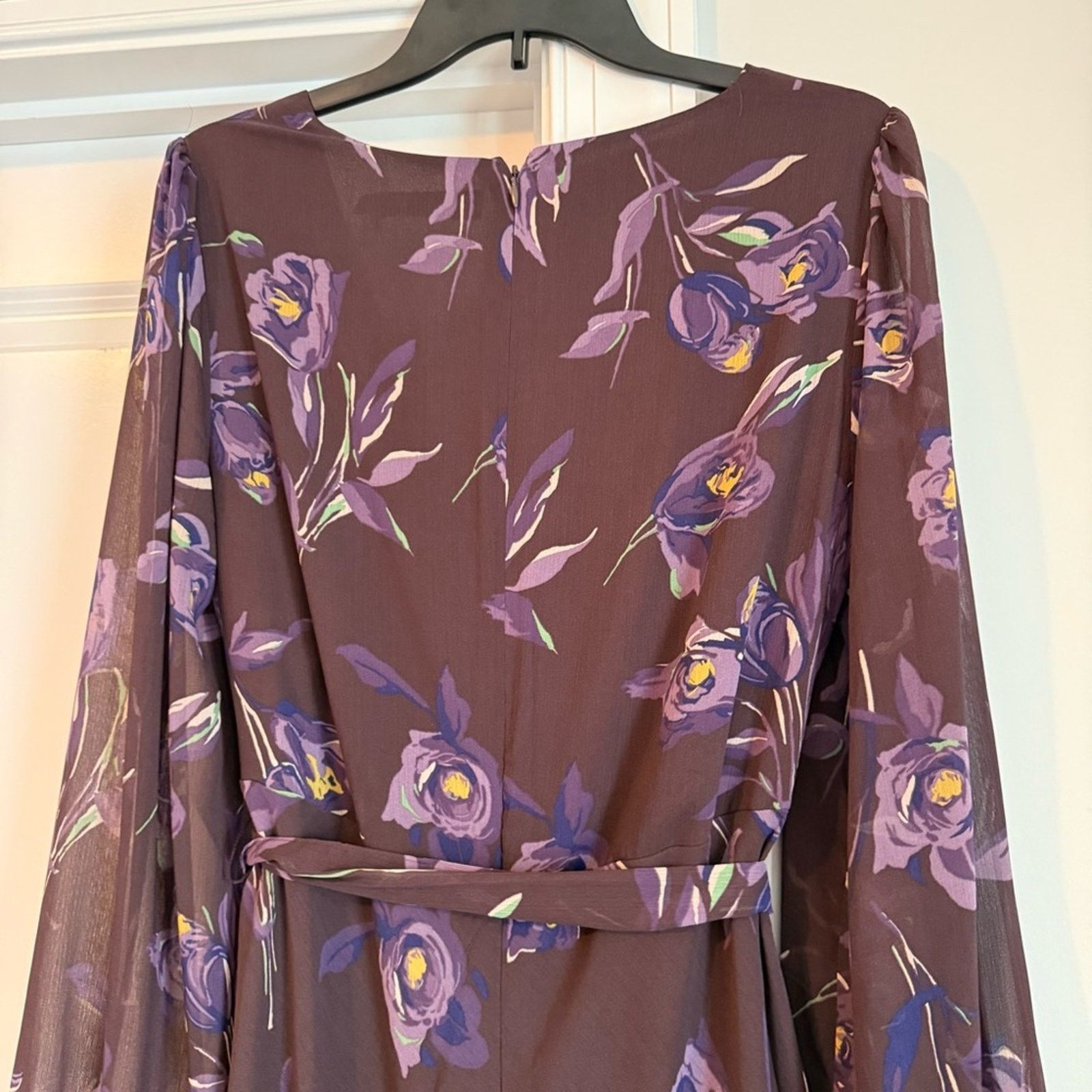 Lauren Ralph Lauren Elegant Brown and Purple Floral Ralph Lauren Dress Size XL / US 12-14 / IT 48-50 - 4 Thumbnail