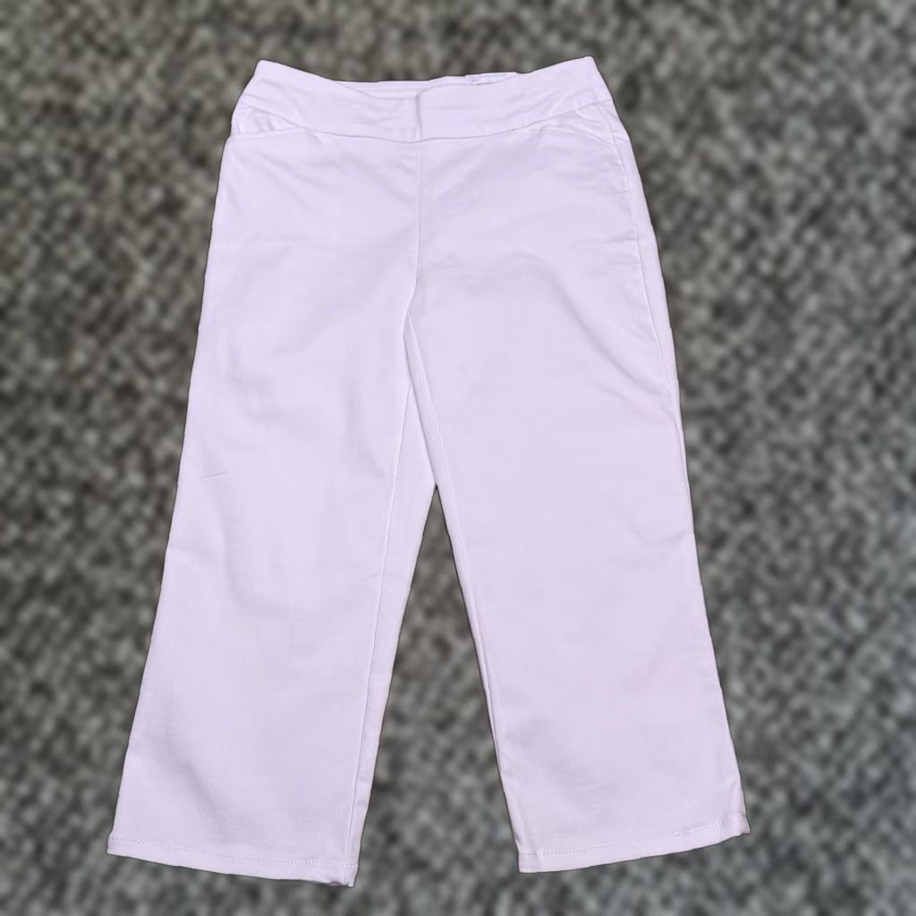 Croft & Barrow Croft & Barrow Capri Pants White 6 Regular Mid Rise Stretch Knit Cotton Blend Pull On Casual Women's Pants Size 28" / US 6 / IT 42 - 1 Thumbnail