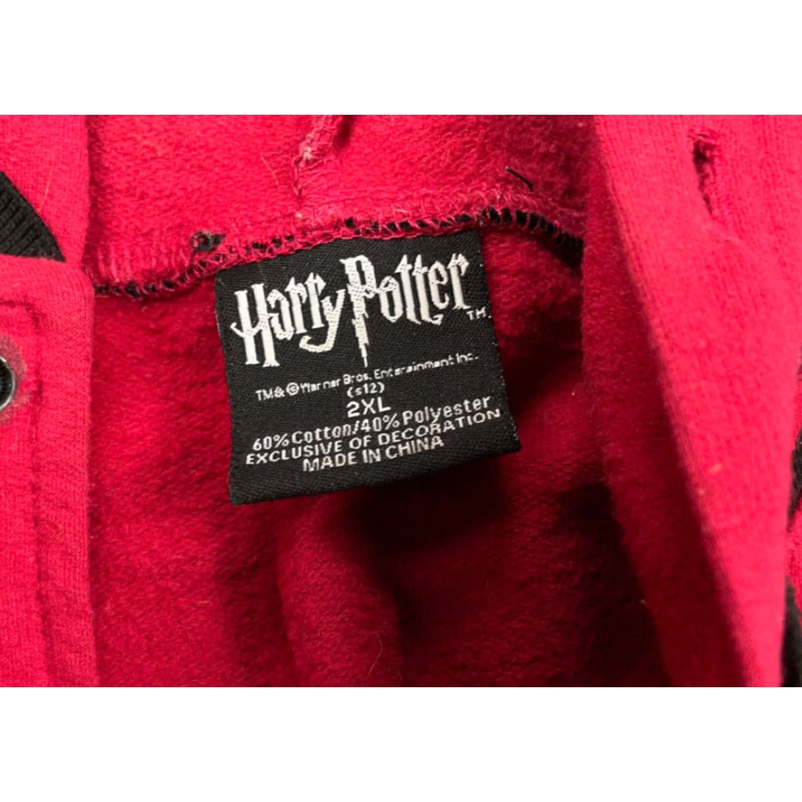 Vintage Warner Bros Harry Potter Hoodie Sweatshirt Women's 2XL Red Black Cotton Blend Graphic Print Cartoon Movie Characters Snaps Crew Neck Womens Size XXL / US 16-18 / IT 52-54 - 5 Thumbnail