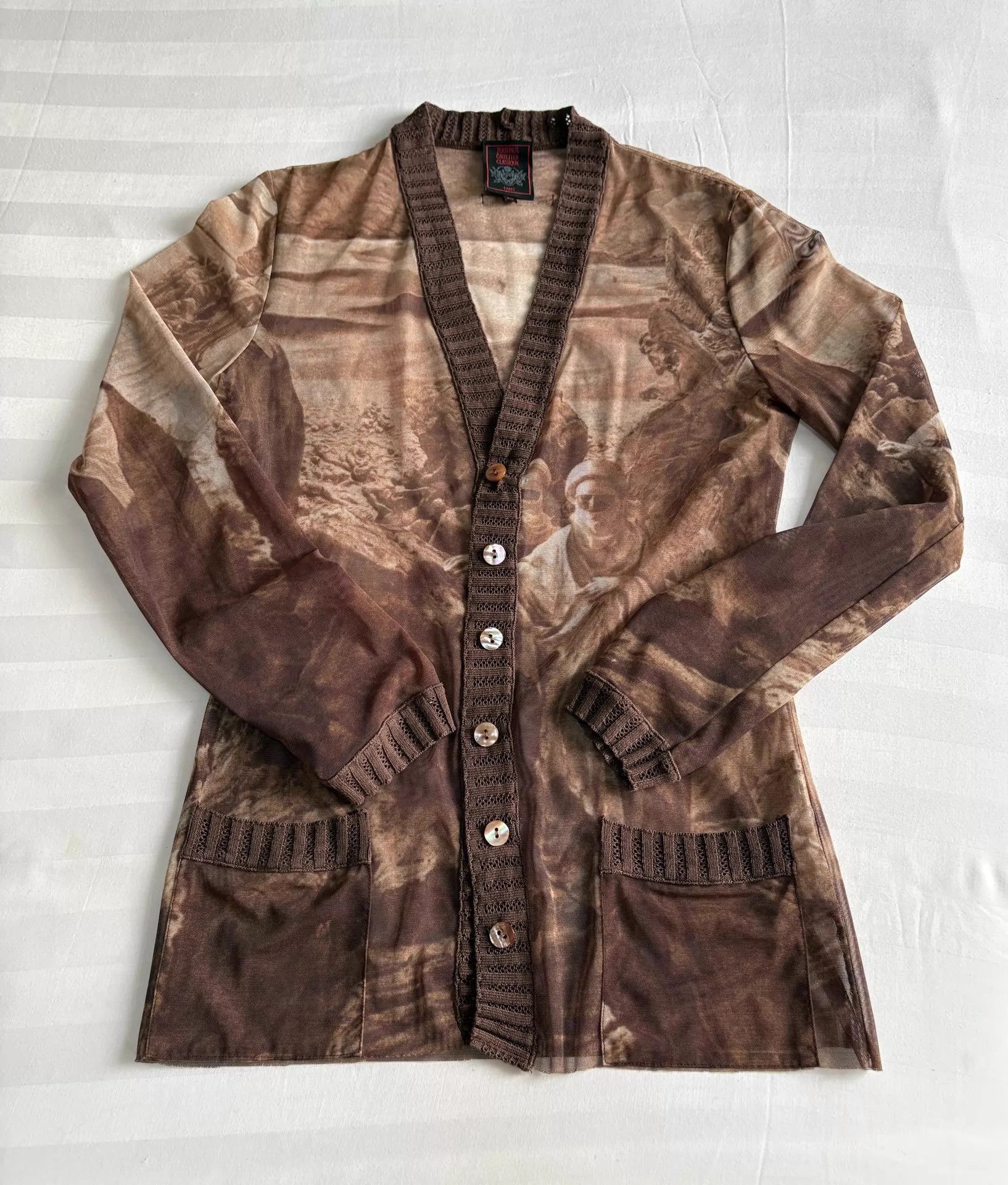 Jean Paul Gaultier JPG Religious Figure Knit Mesh Cardigan 40 Vintage Size S / US 4 / IT 40 - 6 Thumbnail