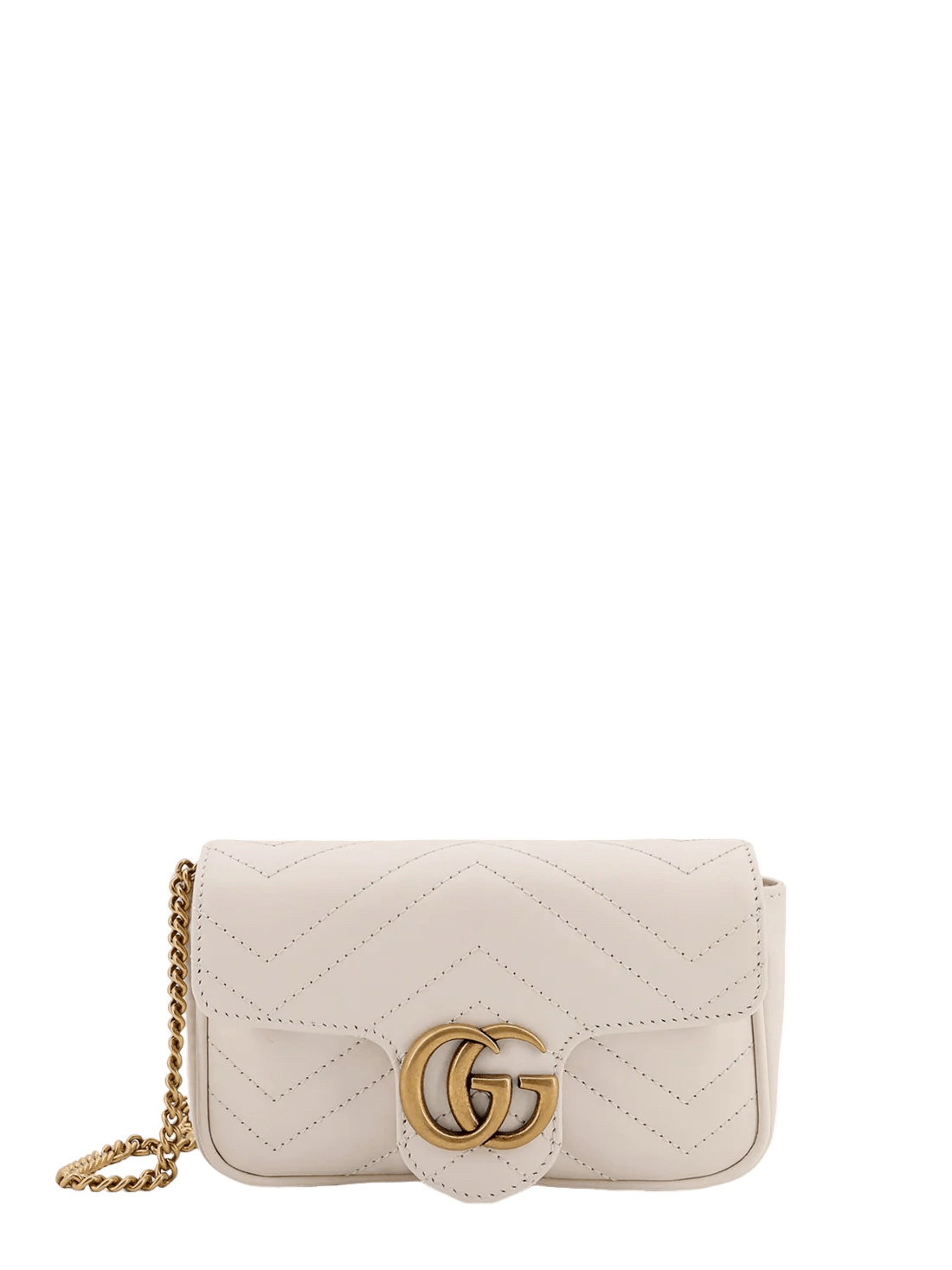 GUCCI GG Marmont Mini White Leather Shoulder Bag