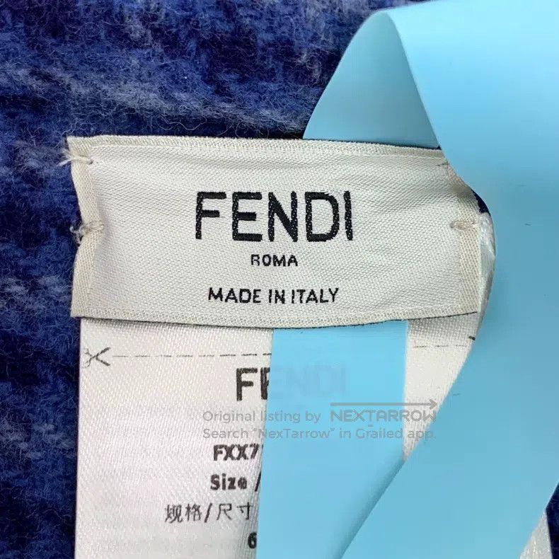 Fendi Fendi size 123*132cm Blue Letter Printed Plaid Hooded Wool Size M / US 6-8 / IT 42-44 - 5 Thumbnail