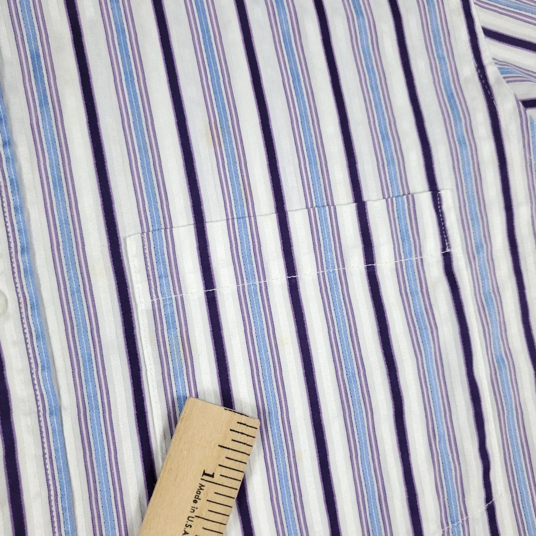 BUGATCHI Bugatchi Uomo Shirt Mens Medium Purple Striped Button-Up Long Sleeve Cotton Pocket Collared Regular Fit Size US M / EU 48-50 / 2 - 5 Thumbnail