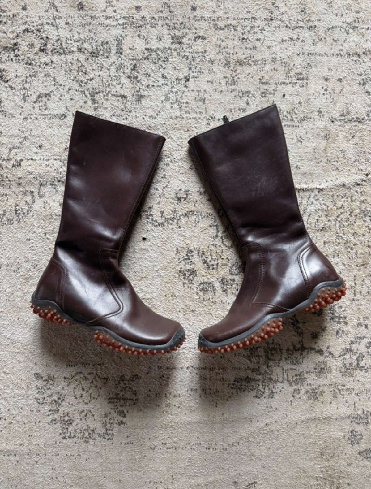 Miu Miu 1999 Miu Miu Brown Leather Bubble Boots | Grailed