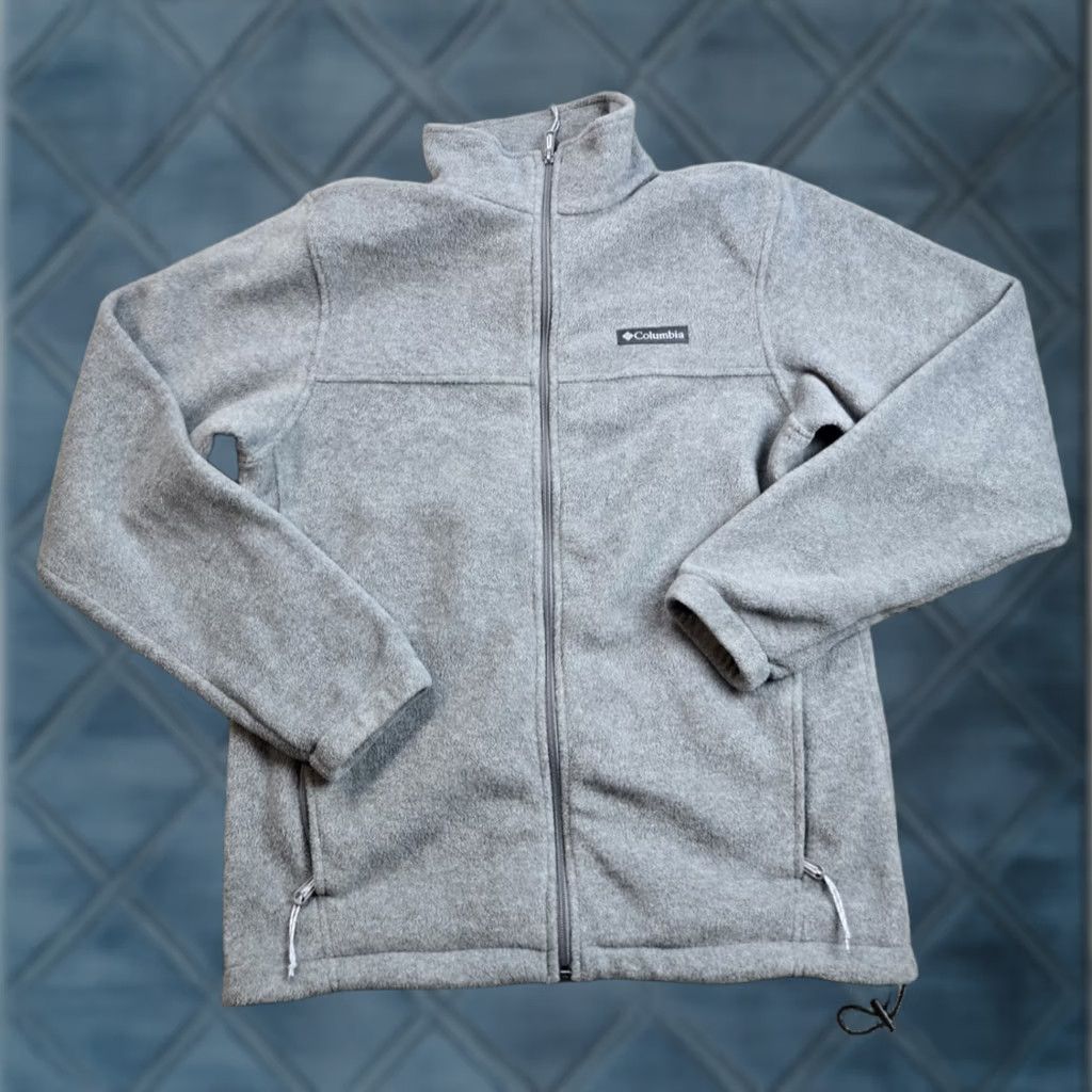 Vintage Columbia Fleece Jacket Mens M Gray Full Zip Outdoor Mock Neck Pockets Bomber Jacket Size US M / EU 48-50 / 2 - 1 Thumbnail
