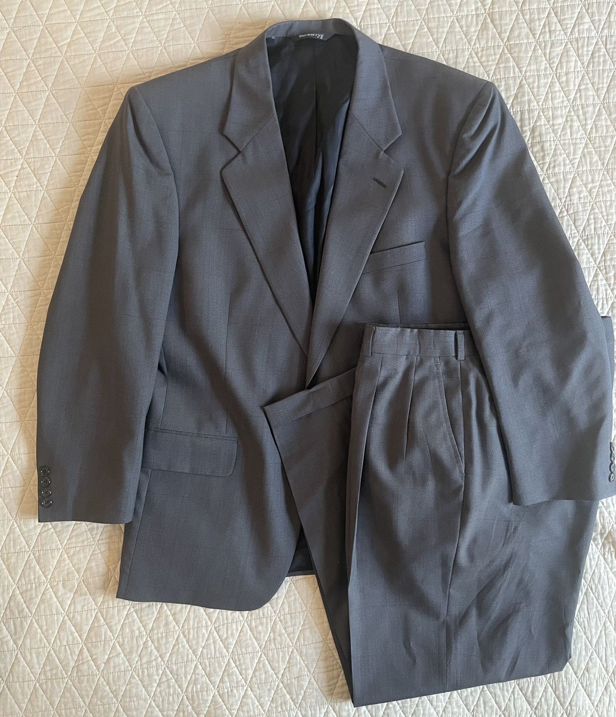 Burberry × Vintage Windowpane Check Wool Suit Size 42R - 7 Thumbnail