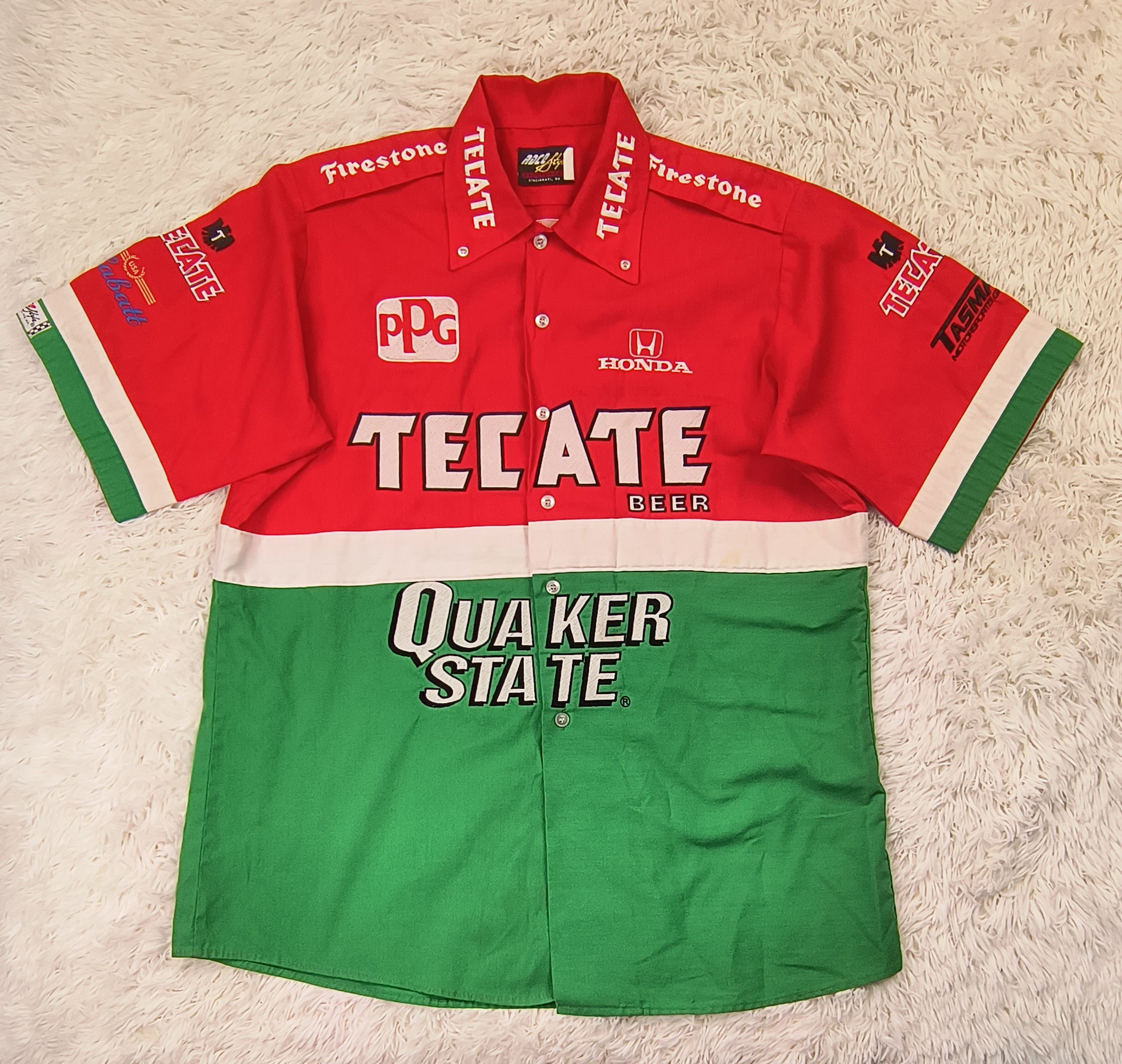 Vintage Vintage Adrian Fernandez Quaker State tecate button shirt Size US L / EU 52-54 / 3 - 1 Thumbnail