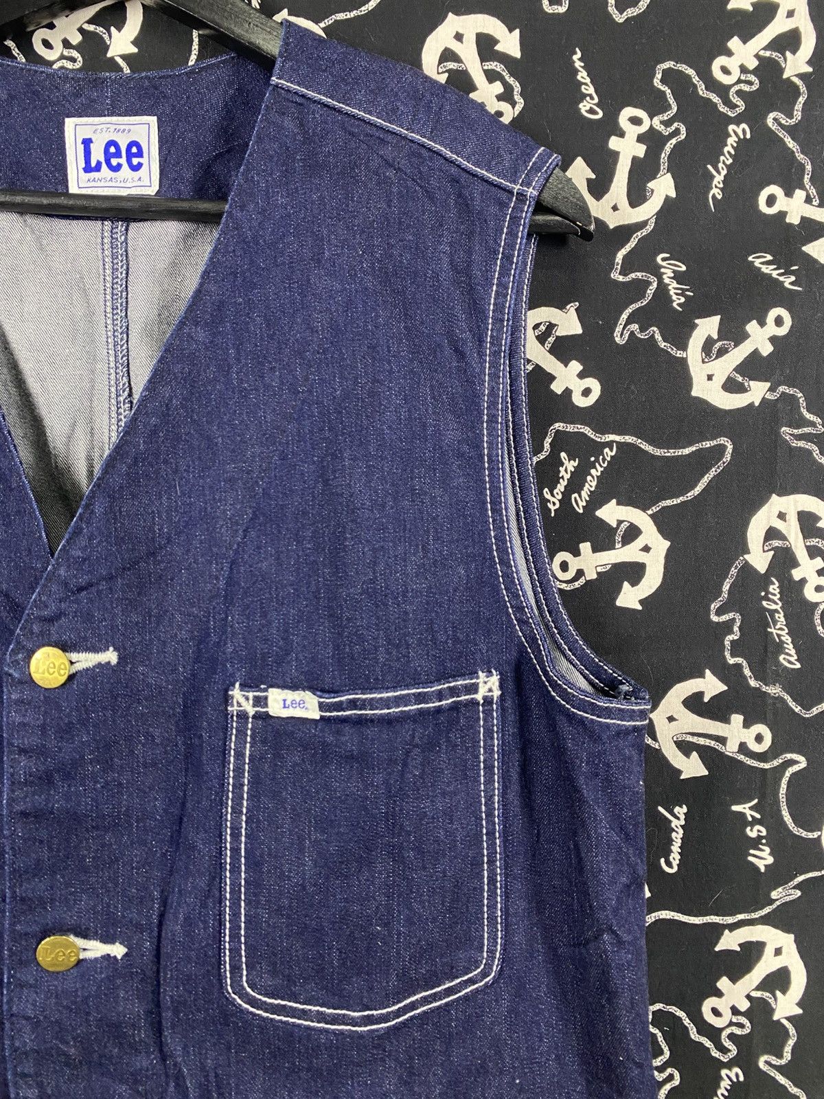 Lee Lee Denim Workwear Vest Indigo Blue Button-Up Utility Vest Size US XL / EU 56 / 4 - 6 Thumbnail