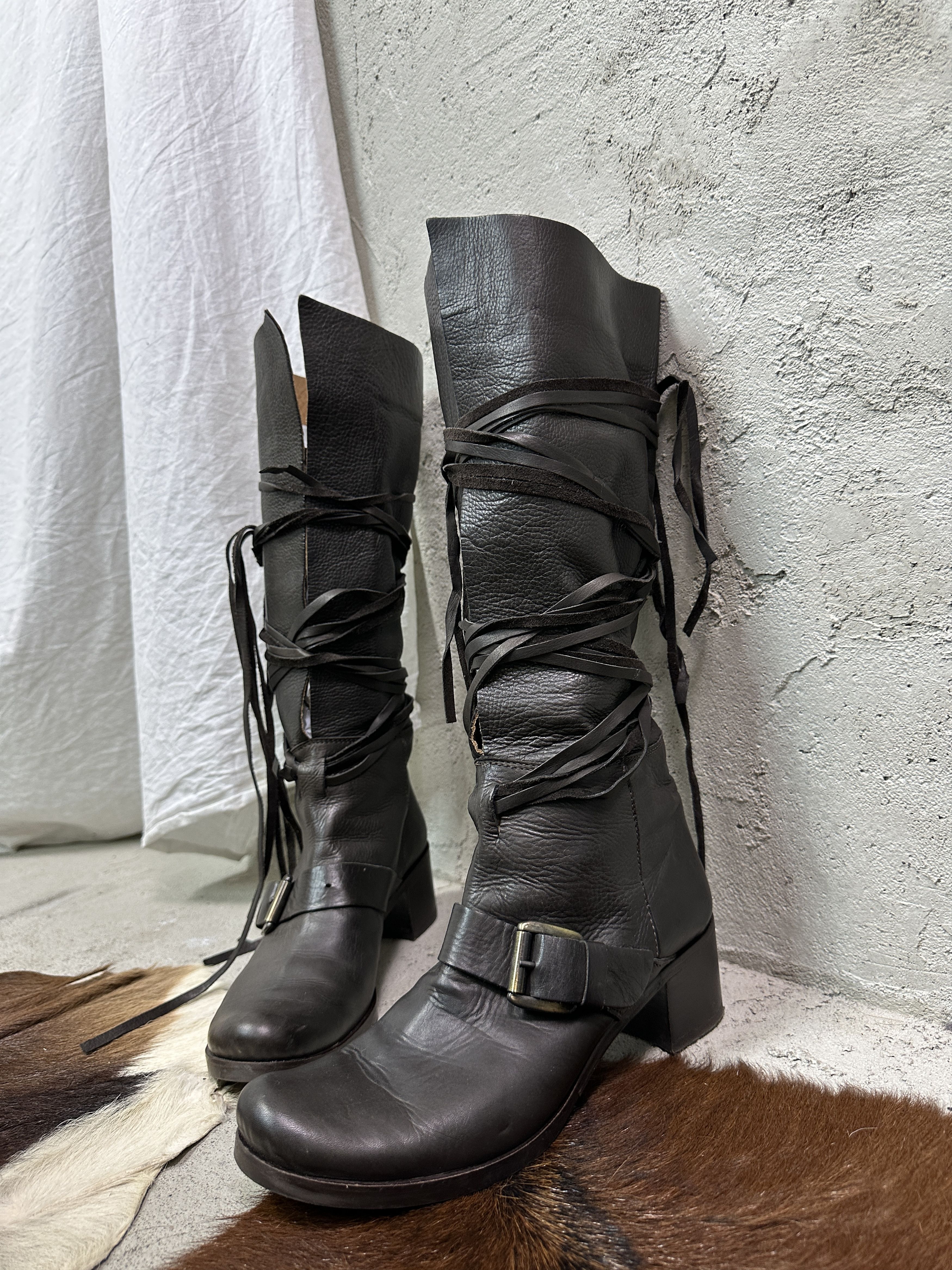 Vintage Vintage Avant Garde Bondage Tassels Harness Boots Y2K Size US 7 / IT 37 - 3 Thumbnail