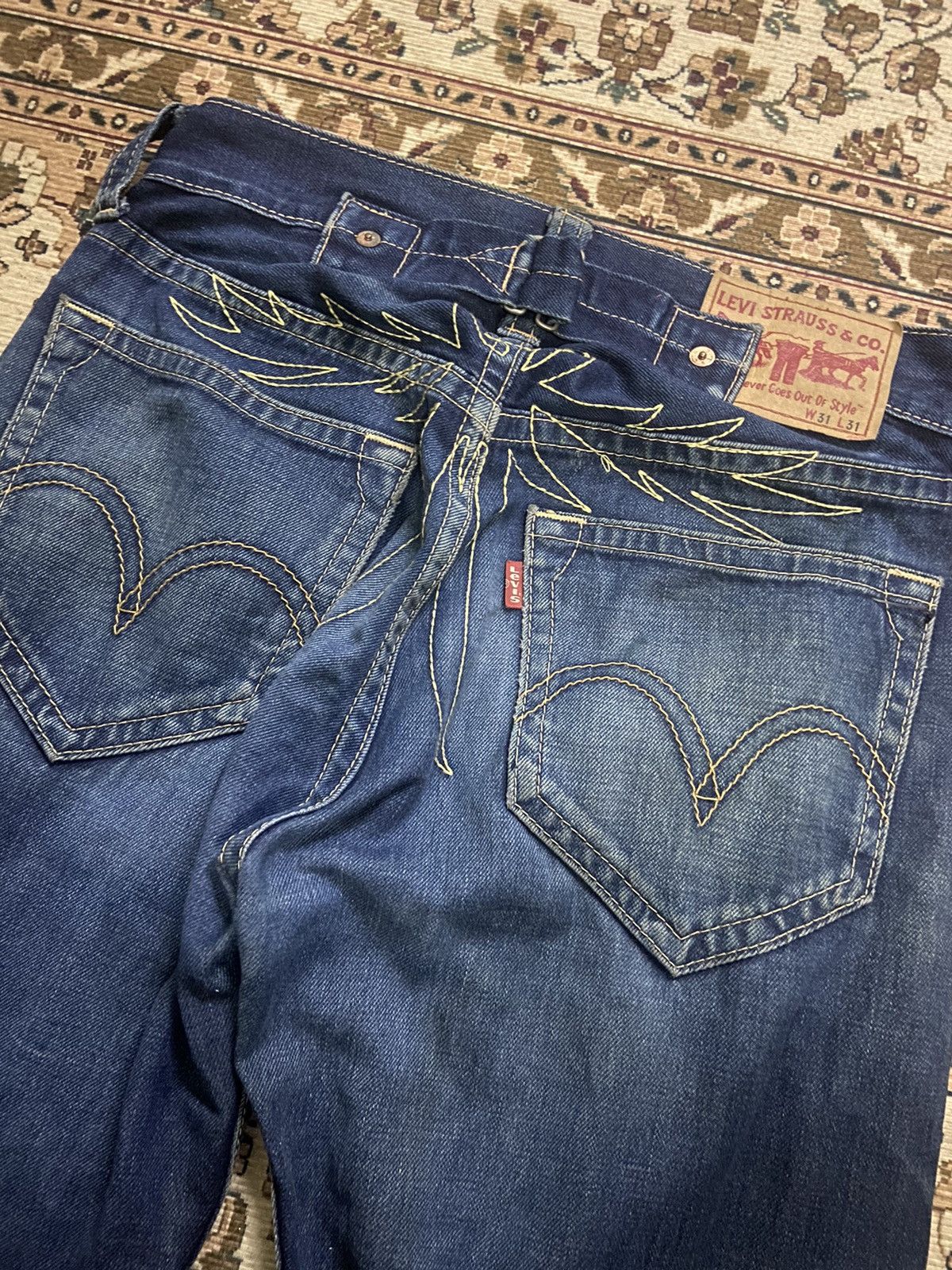 Levi's 2000’s Levis 902 Flame Embroidery Buckle Back Strut Denim Size US 32 / EU 48 - 3 Thumbnail