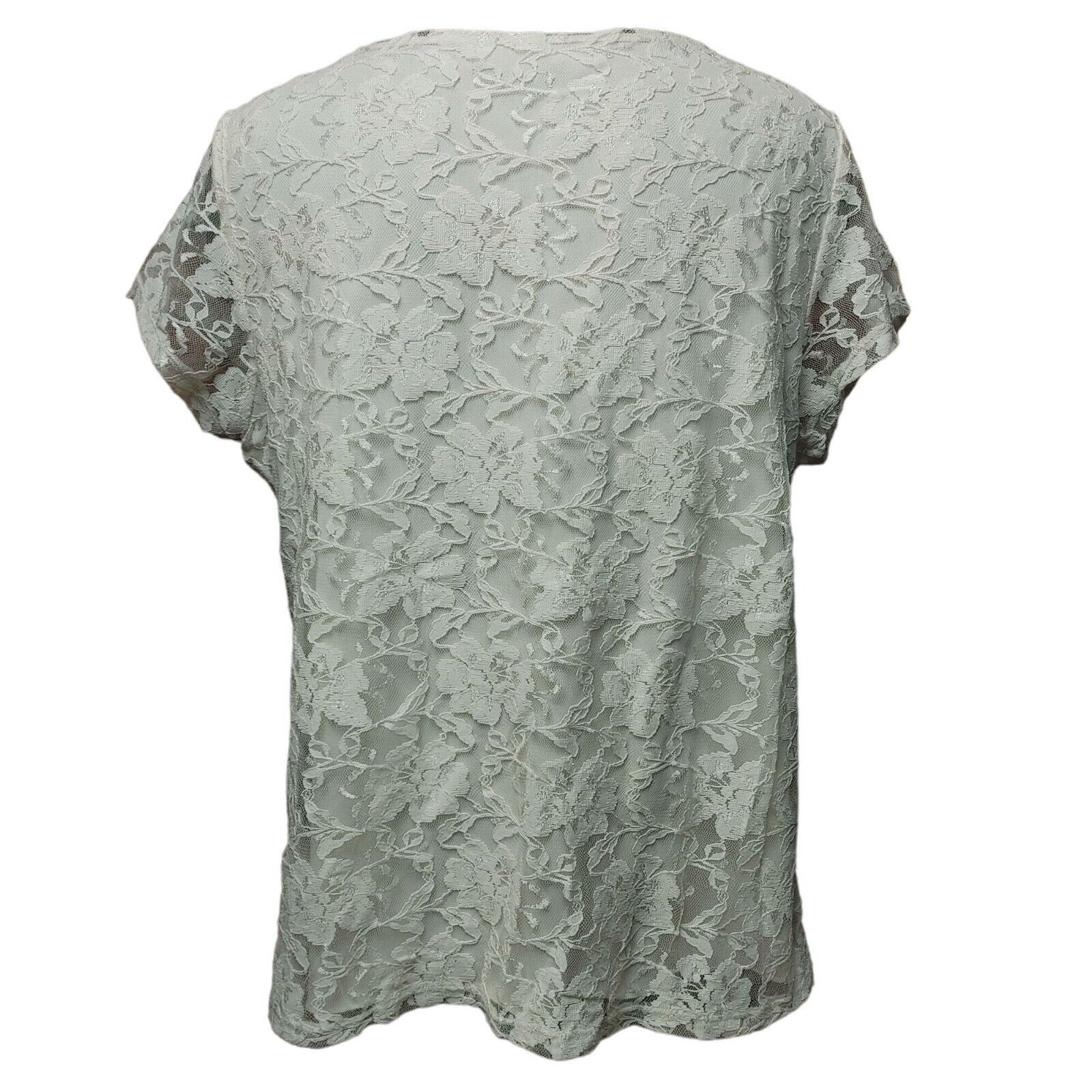 Other Star Fever Women's White Floral Lace Satin Lined Top Size XXL / US 16-18 / IT 52-54 - 2 Thumbnail