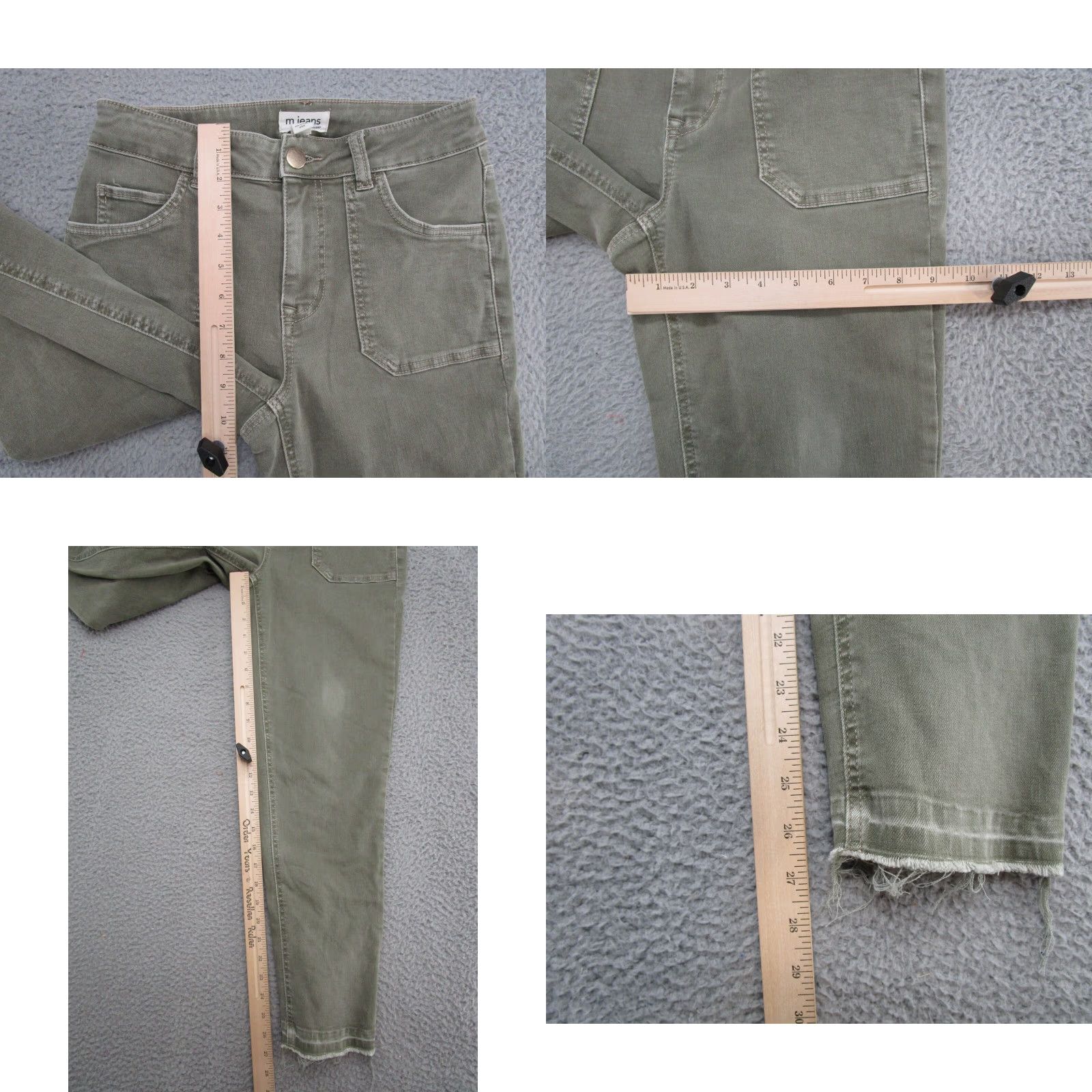 Vintage Maurice's Slim Ankle Original Fit Olive Green Denim Raw Hem Jeans Size 4 Women Size 27" / US 4 / IT 40 - 8 Thumbnail