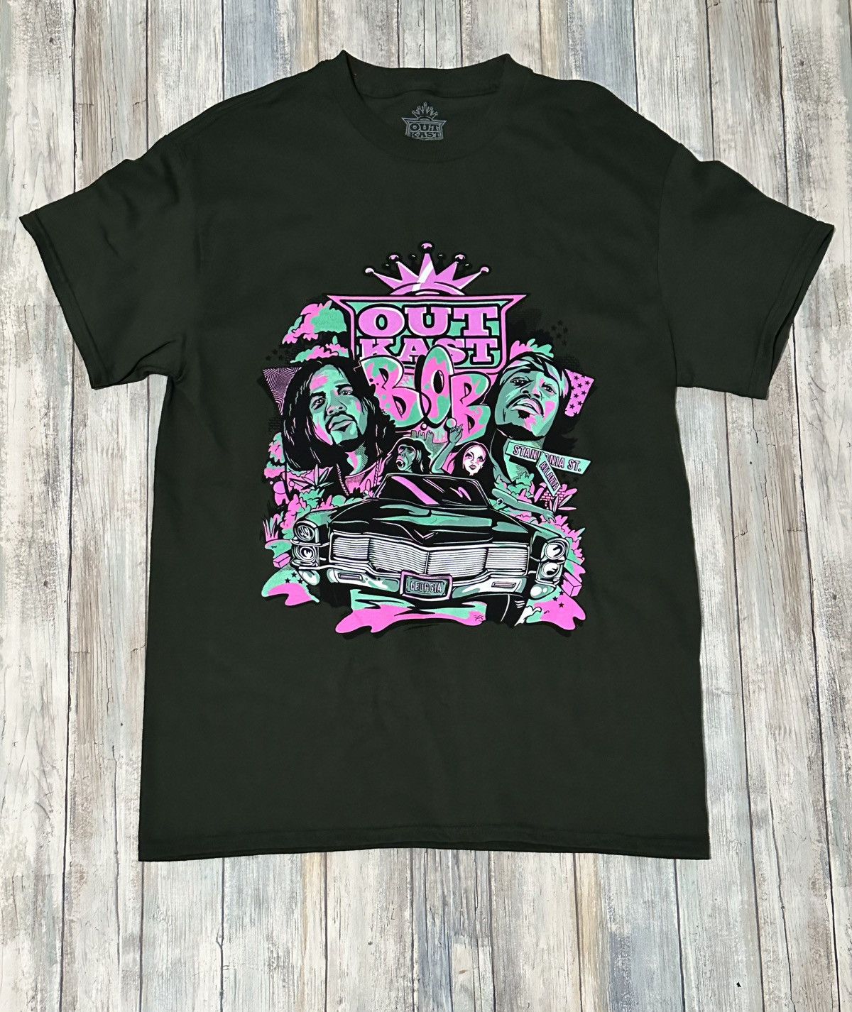 Rap Tees Outkast B.O.B. Stakonia Green Graphic Tee Size US M / EU 48-50 / 2 - 1 Thumbnail