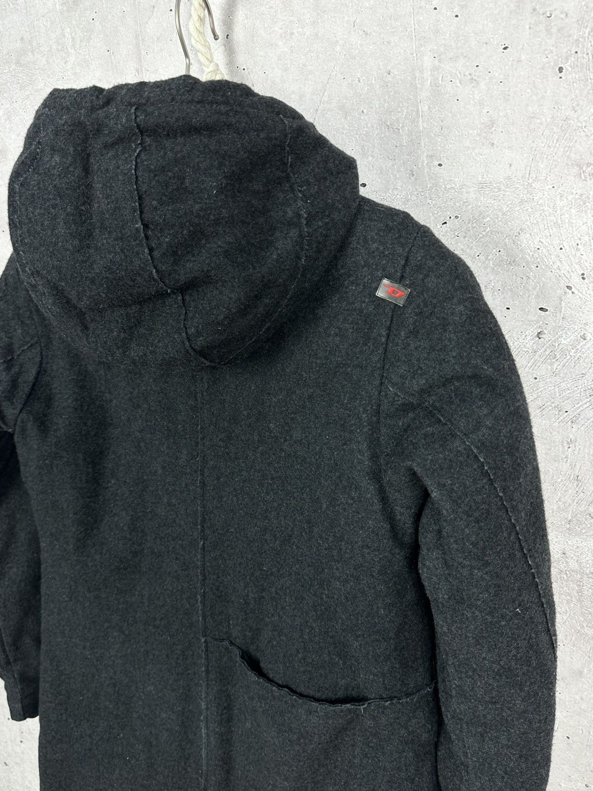 Diesel × If Six Was Nine × Vintage Y2K Diesel Vintage Disstressed Wool Zip Hooded Jacket Size L / US 10 / IT 46 - 9 Thumbnail