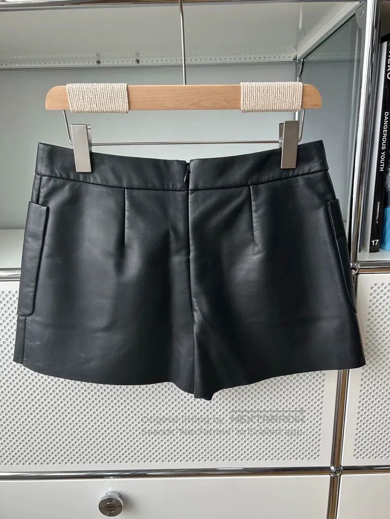 Balenciaga Balenciaga Black Two Pocket Leather Shorts, Size 38 Size 37" - 4 Thumbnail